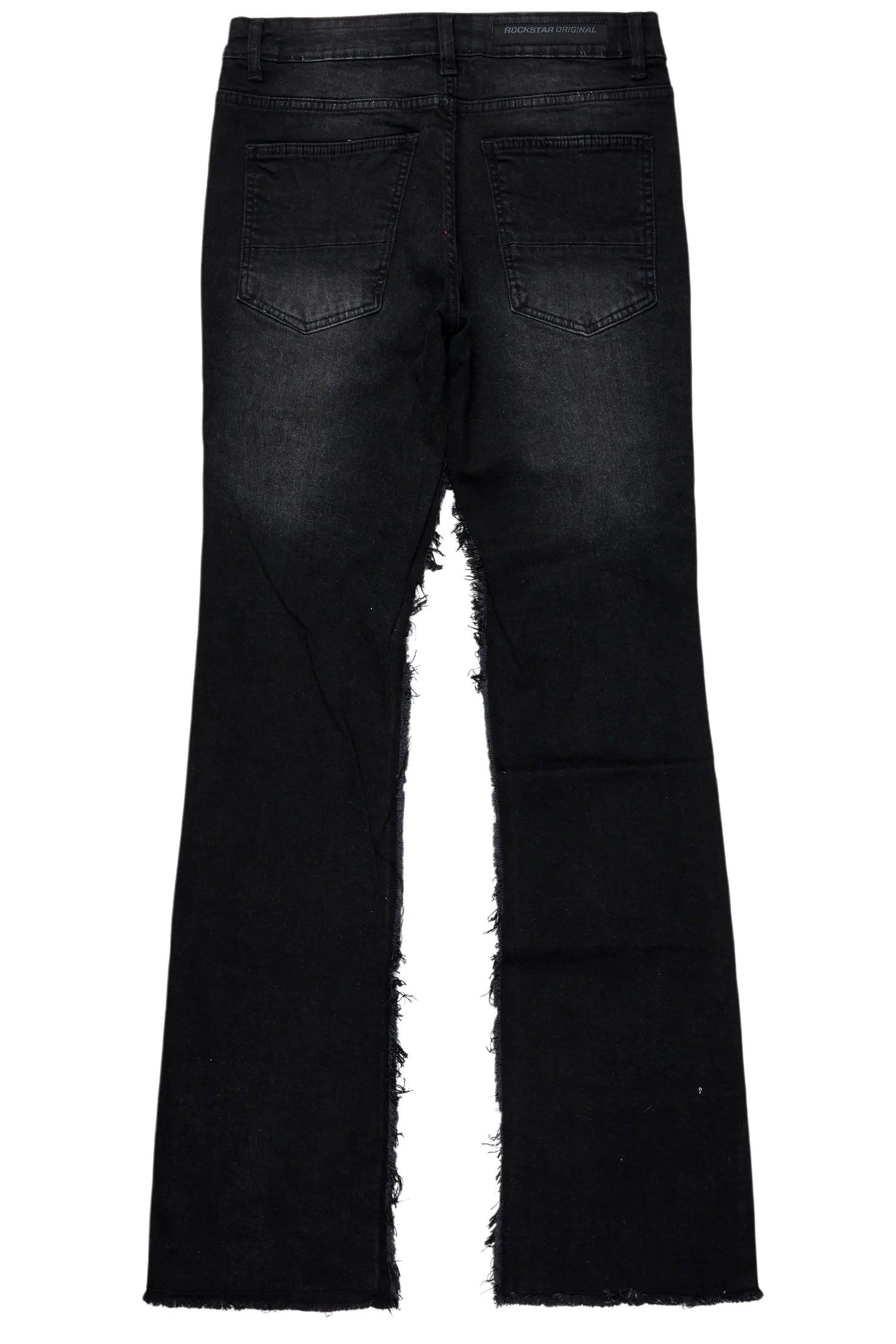 Helios Dark Grey Patchwork Stacked Flare Jean