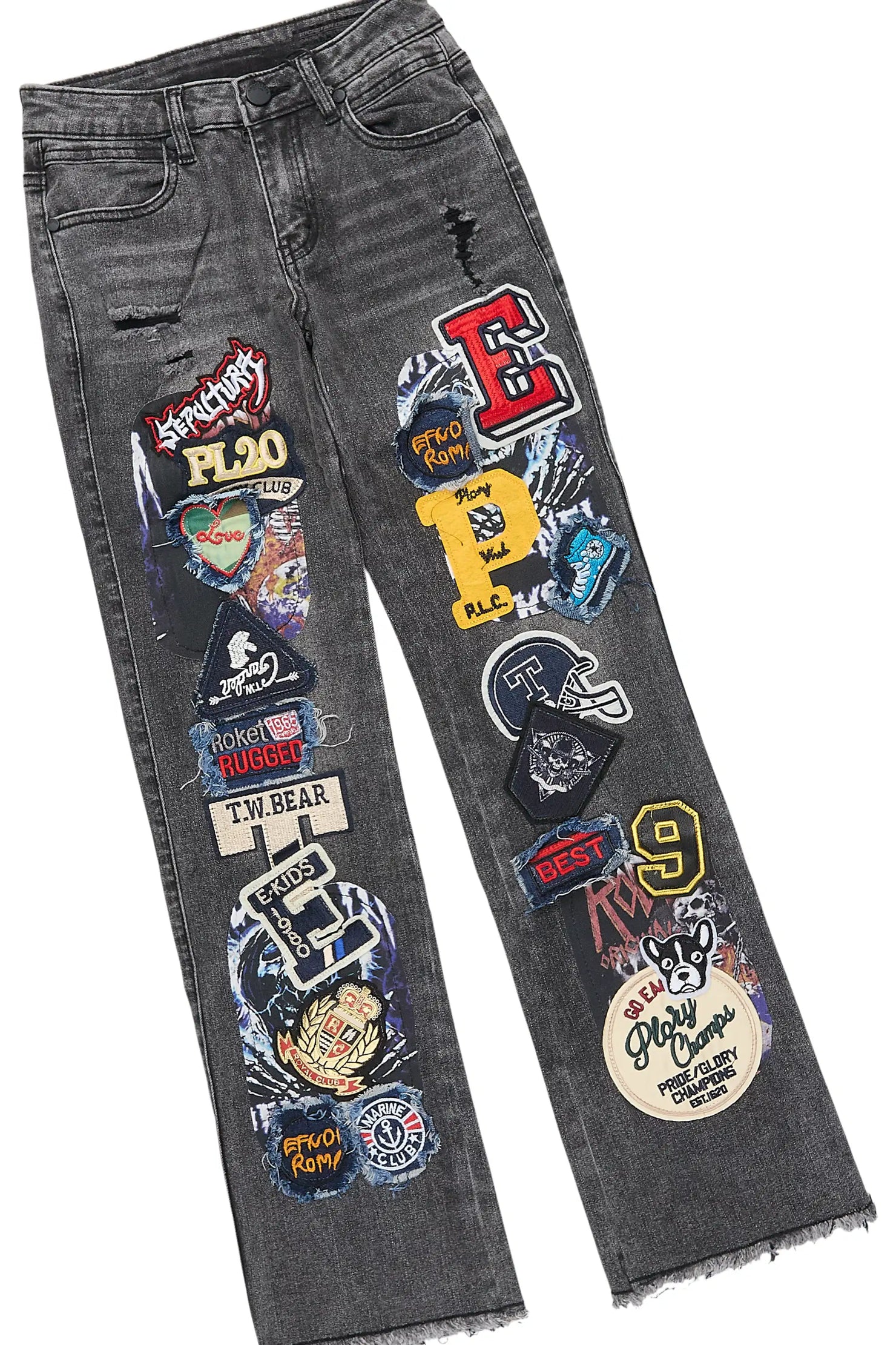 Boys Koen Black Hoodie/Stacked Jean Set