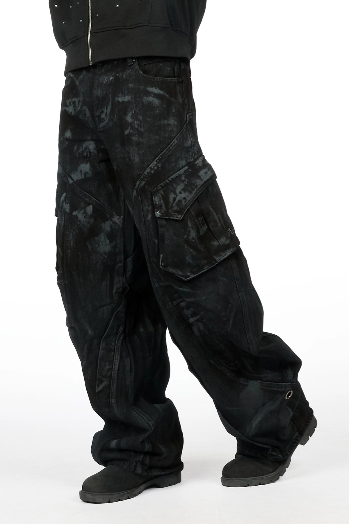 Tren Black Oil Wash Barrel Fit Jean