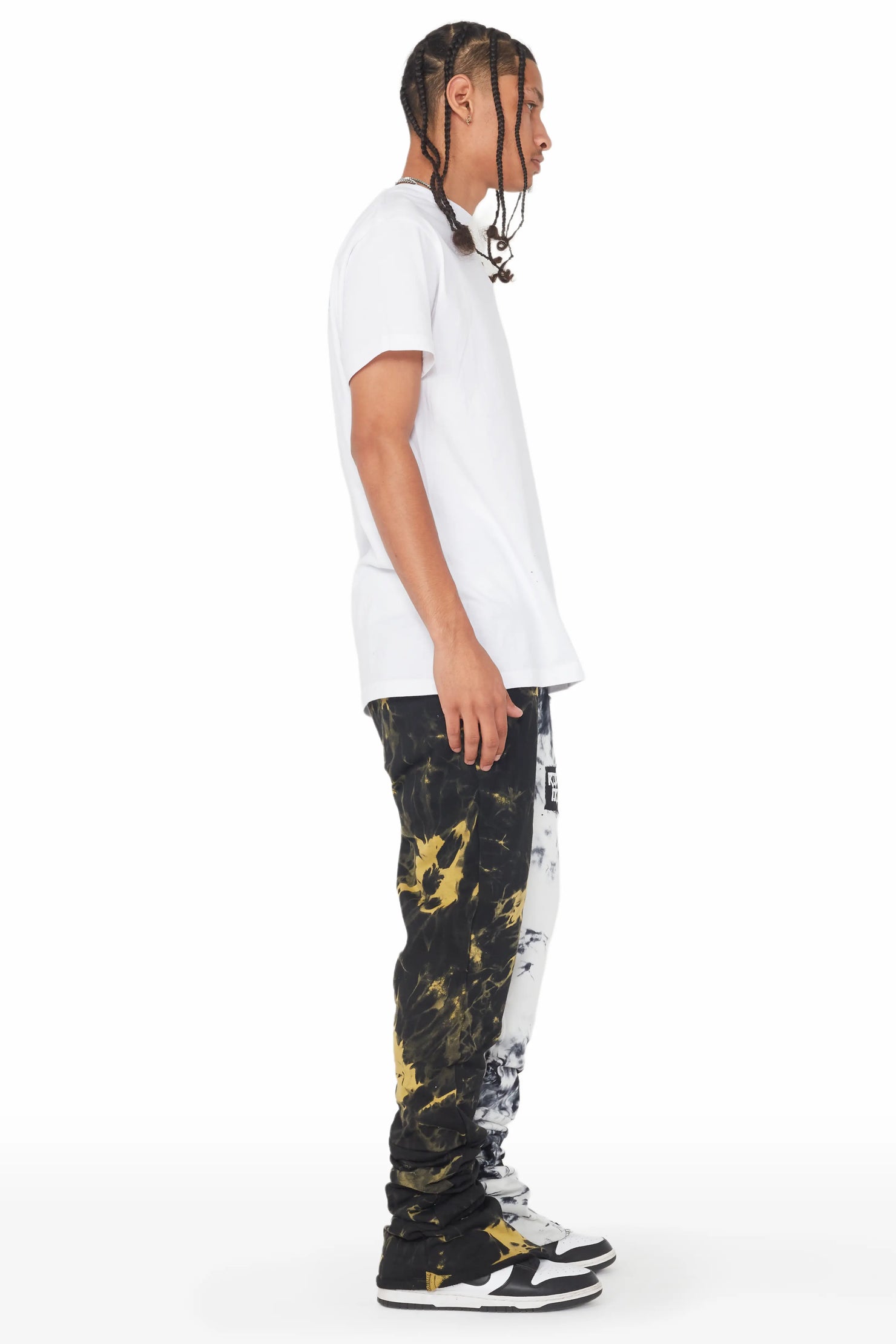 Braxx Grey/Yellow Super Stacked Flare Track Pant