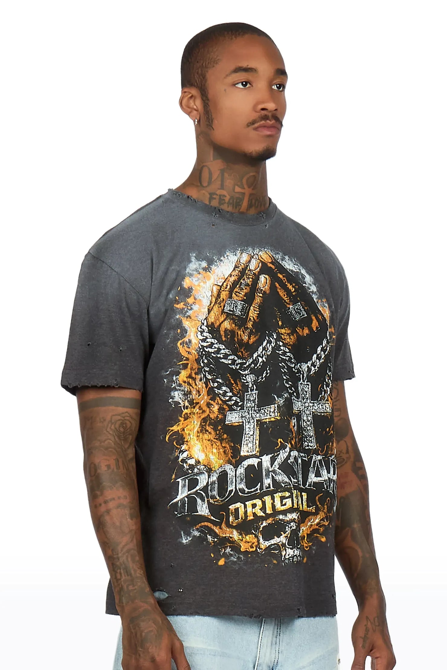 Rhon Charcoal Oversized Graphic T-Shirt