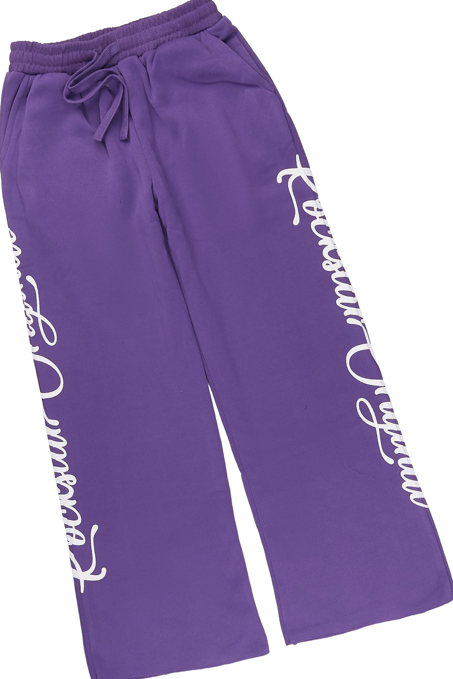 Girls Hanifa Purple/White Zip Up Hoodie Relaxed Pant Track Set