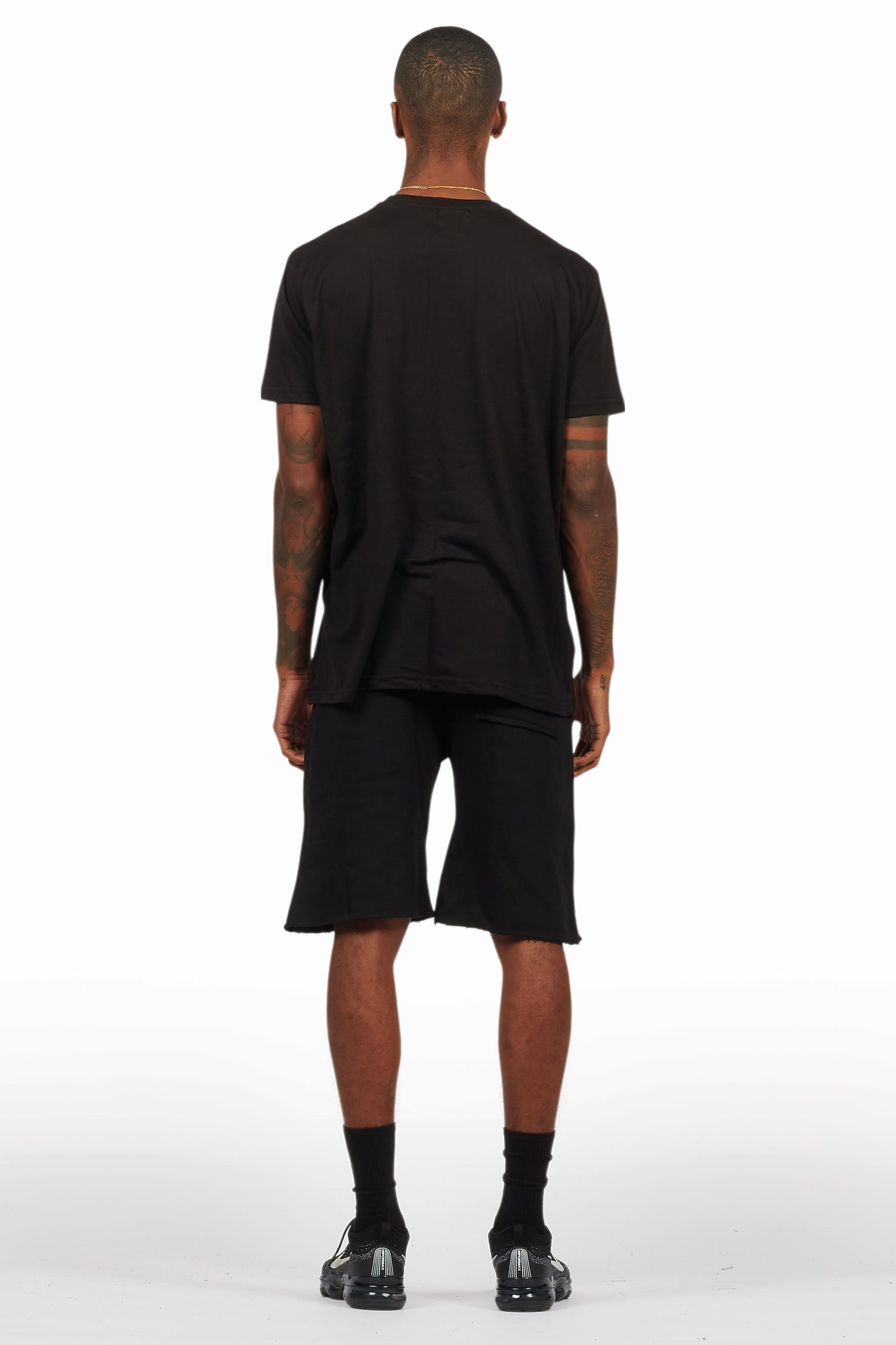 Bubble Black T-Shirt/Raw Edge Short Set
