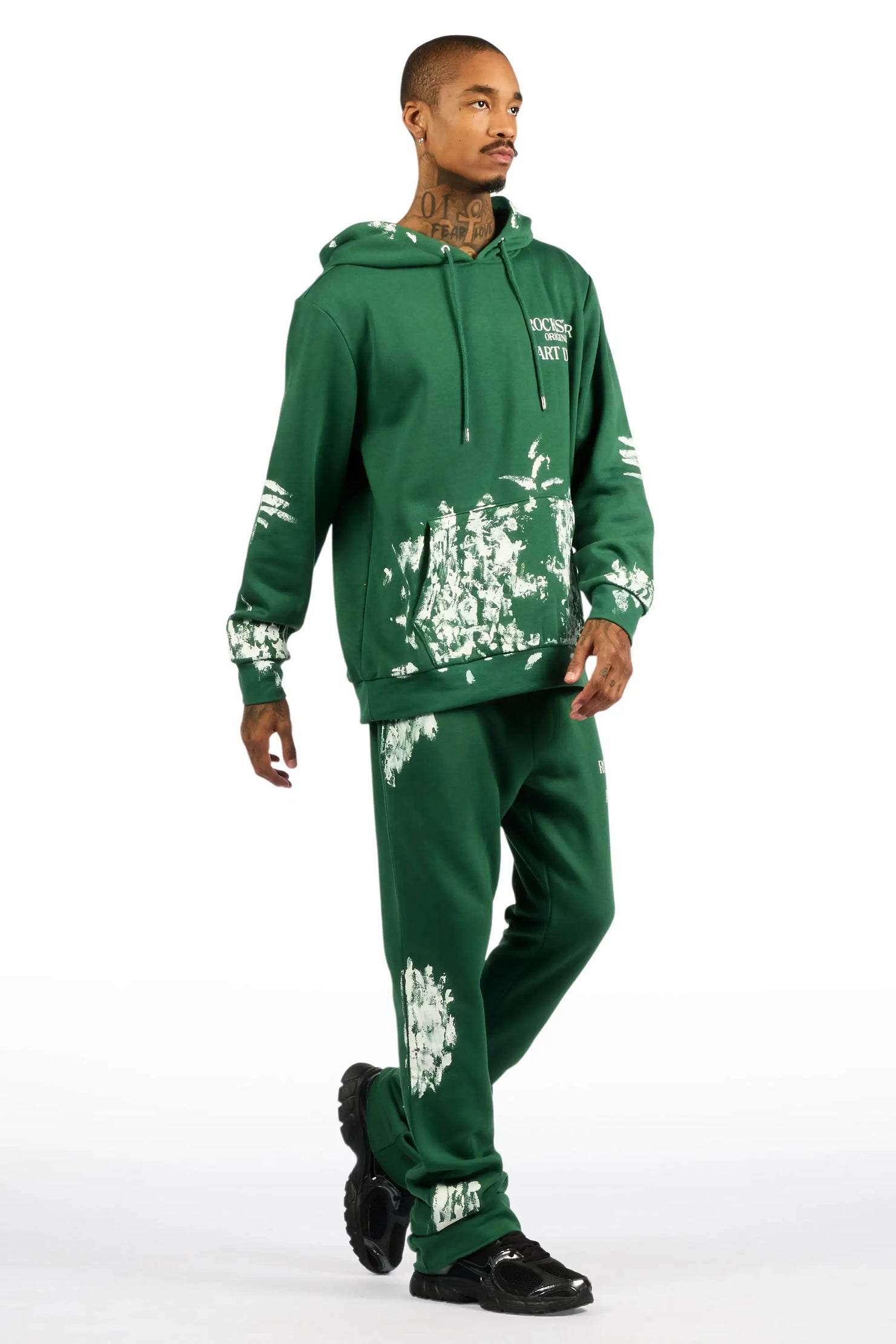 Filip Green Hoodie/Stacked Pant Track Set