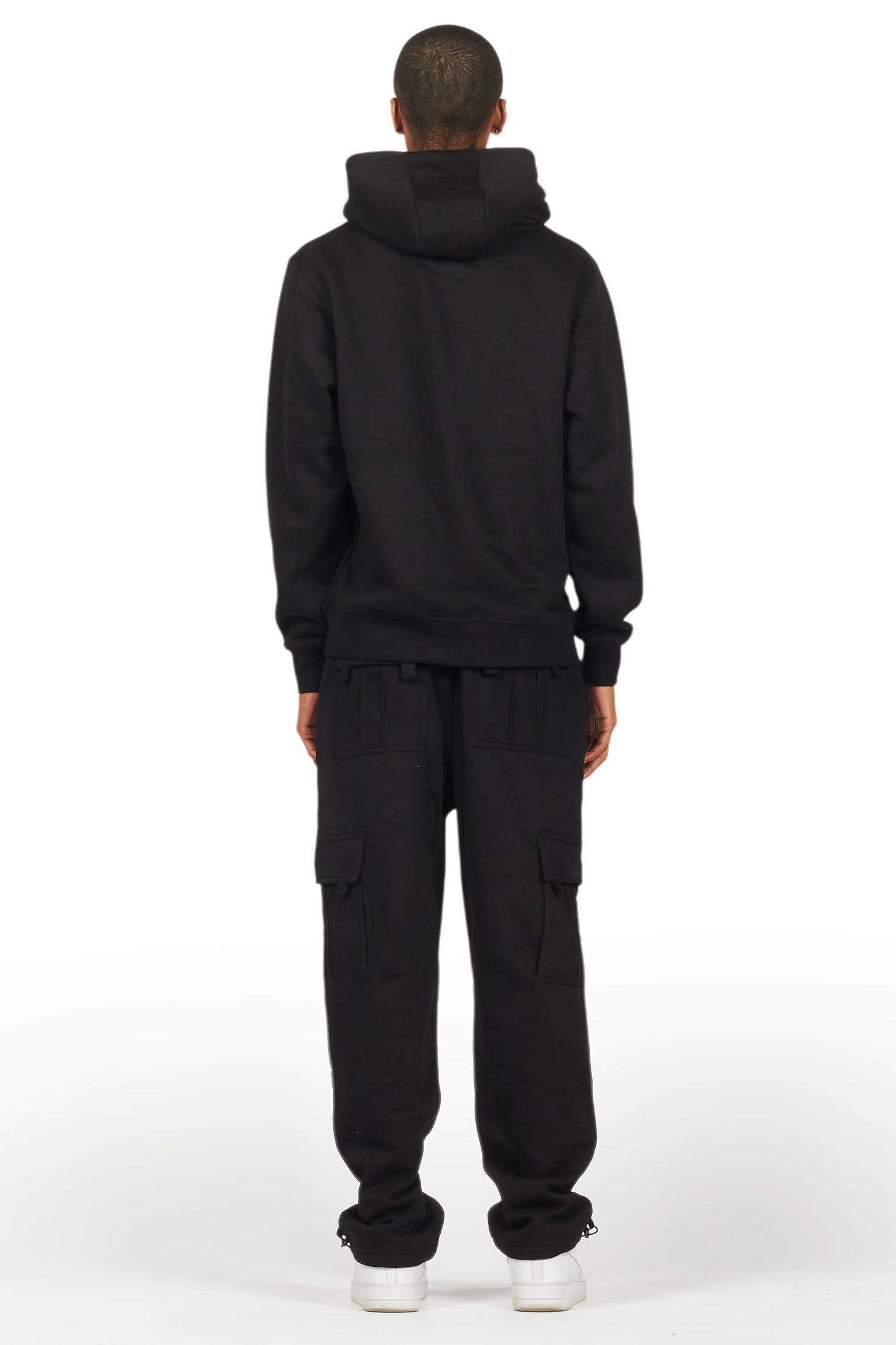 Basic Black Hoodie/Cargo Sweat Pant Set