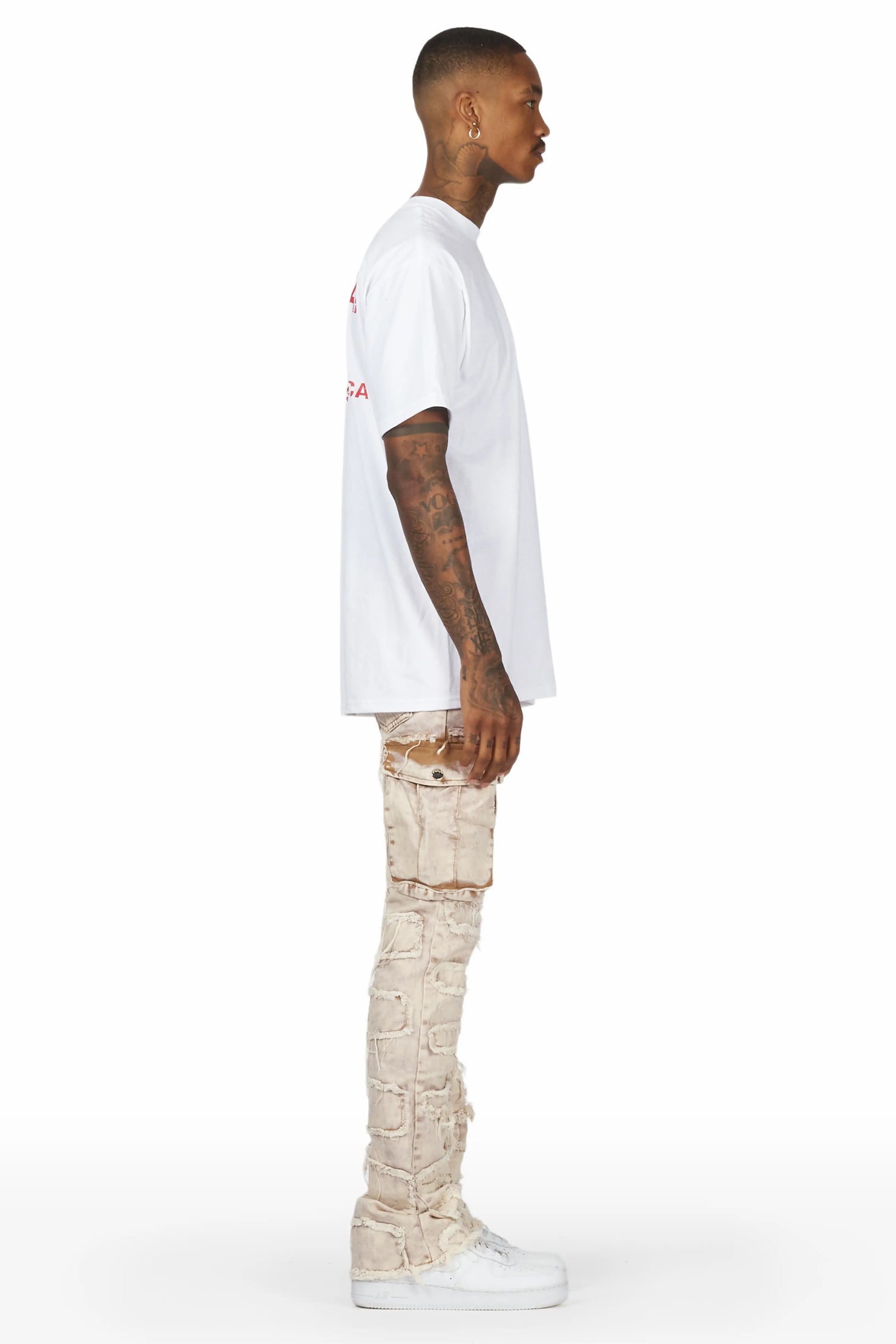 Slater Tan Stacked Flare Jean