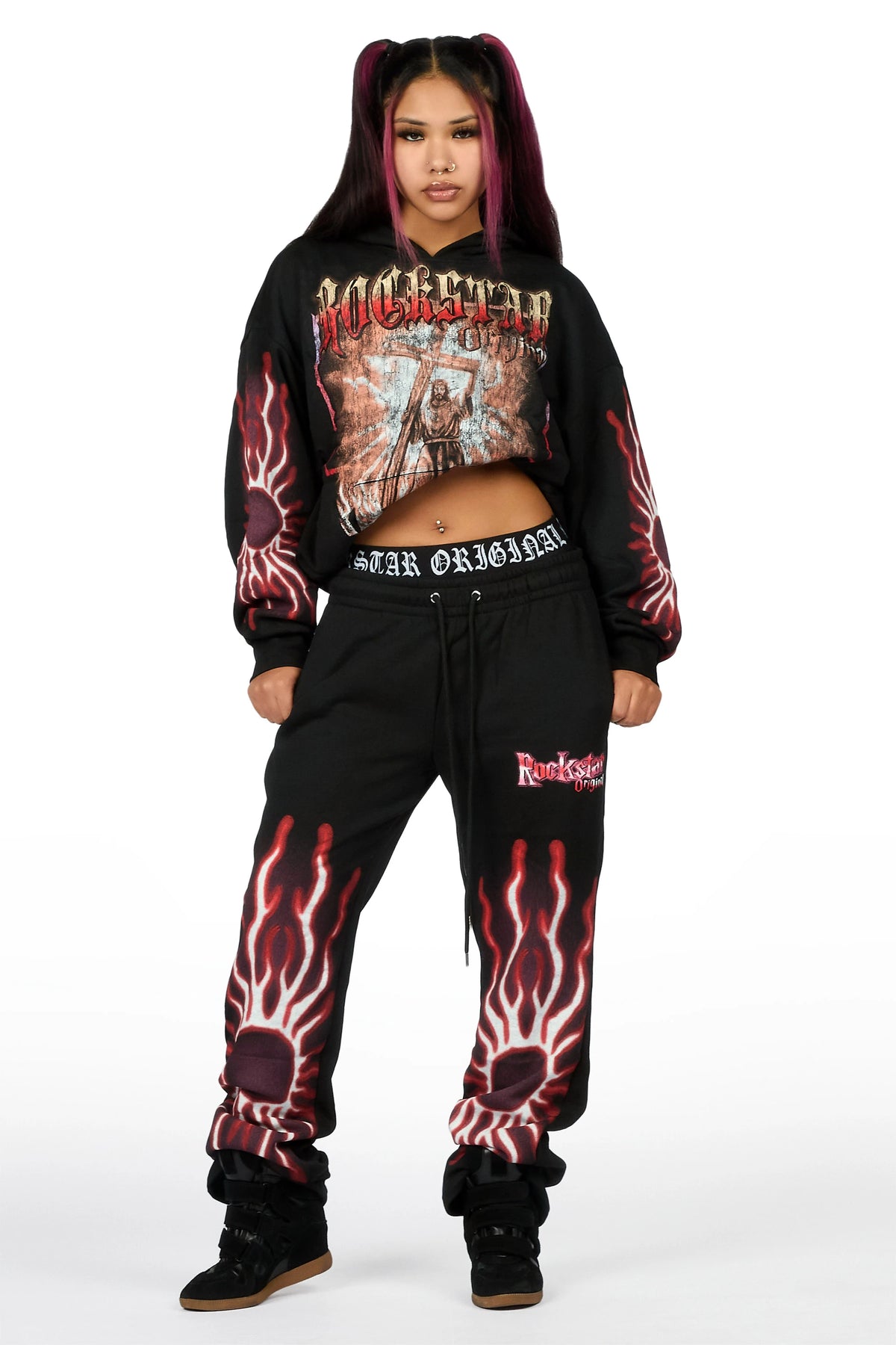 Xandria Black/Red Graphic Baggy Fit Track Set