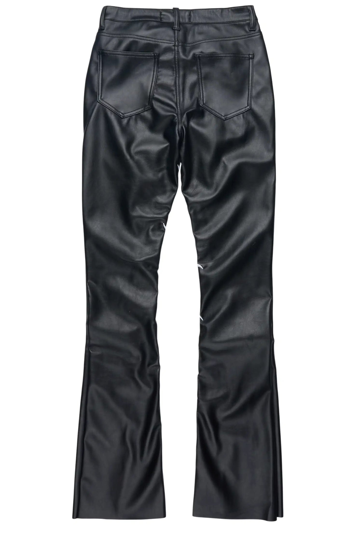 Jeericah Black PU Stacked Flare Pant