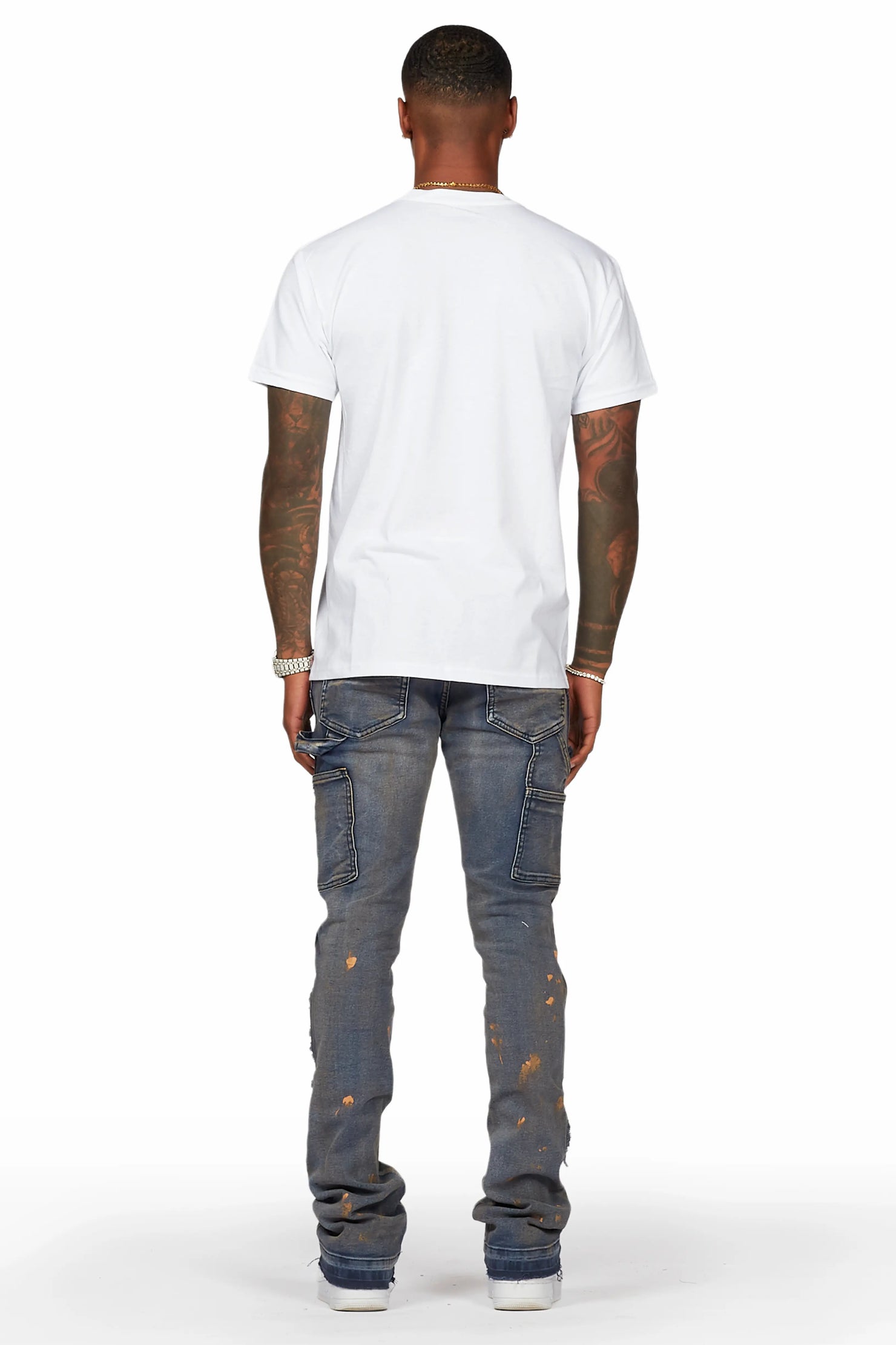 Serrano Navy Stacked Flare Jean