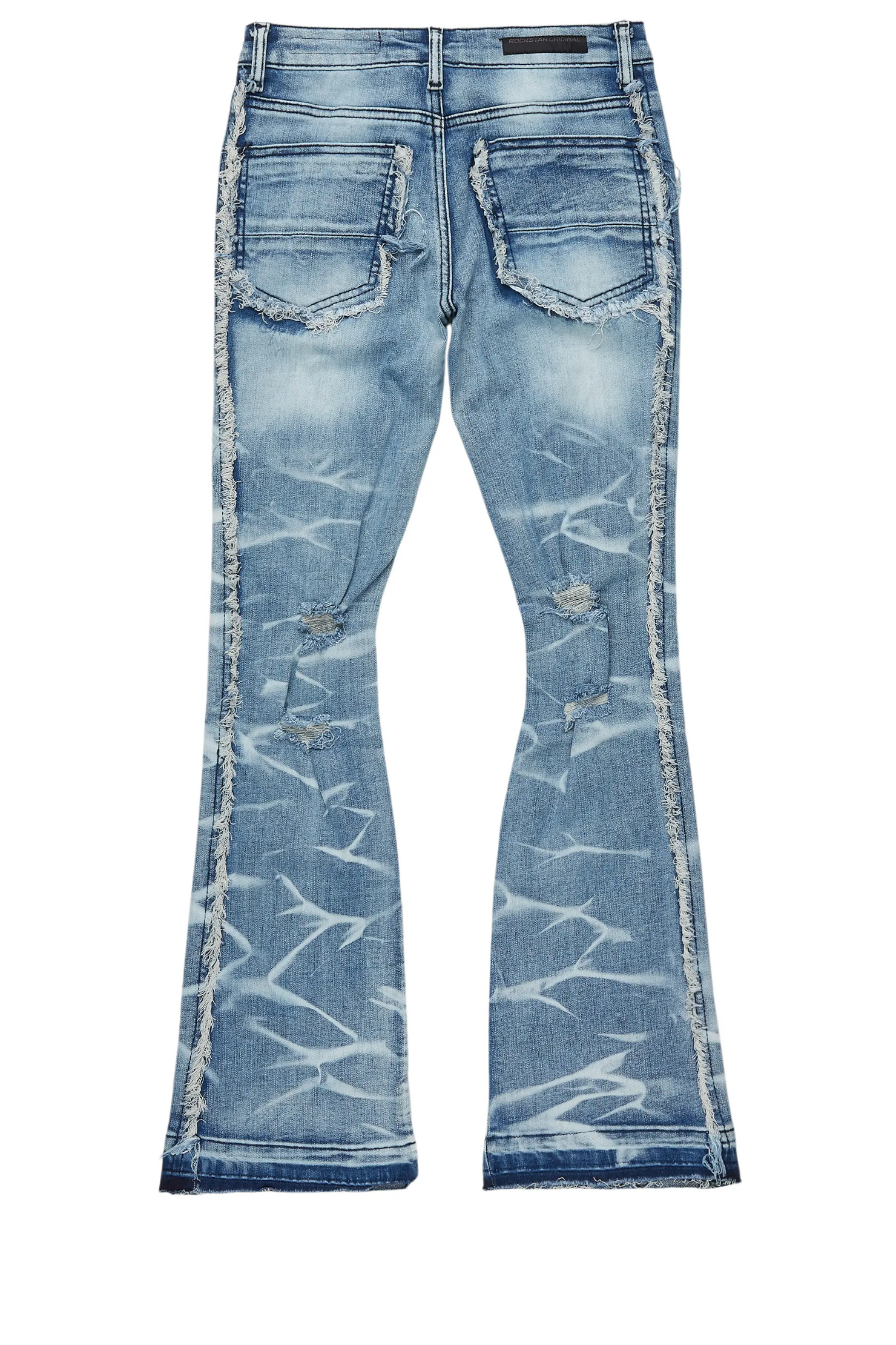 Boys Rugged Blue Stacked Flare Jean