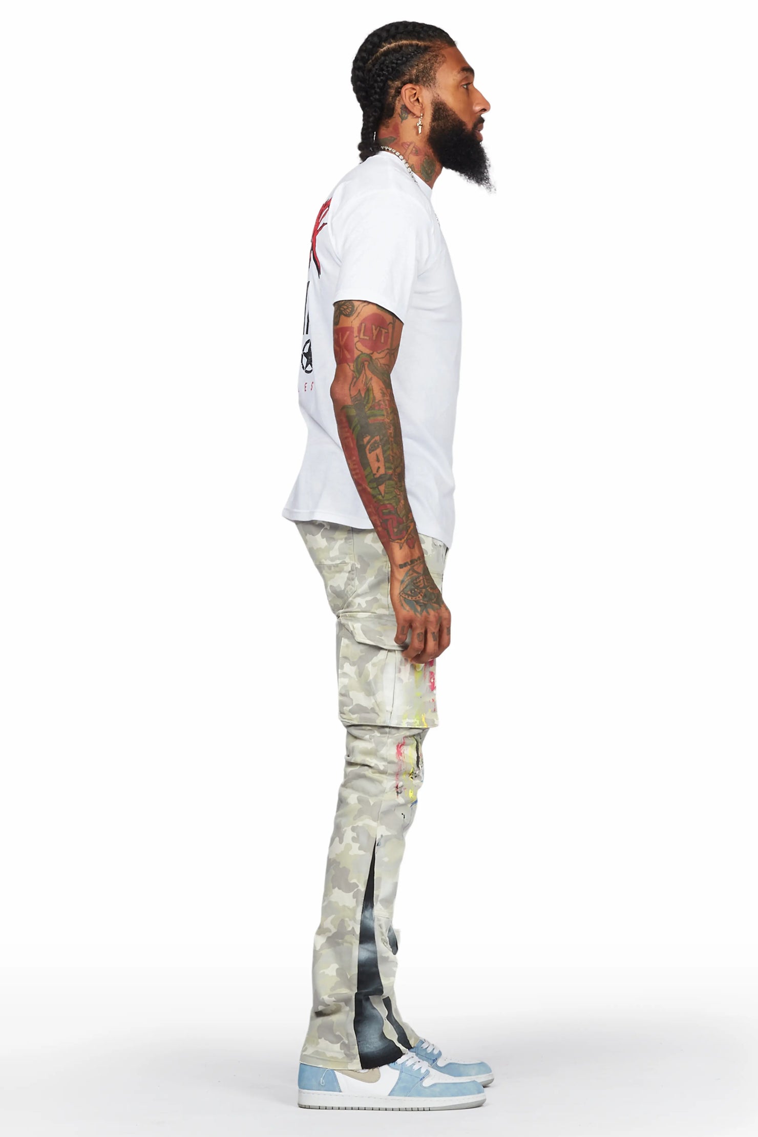 Neal Light Camo Painter Stacked Flare Jean