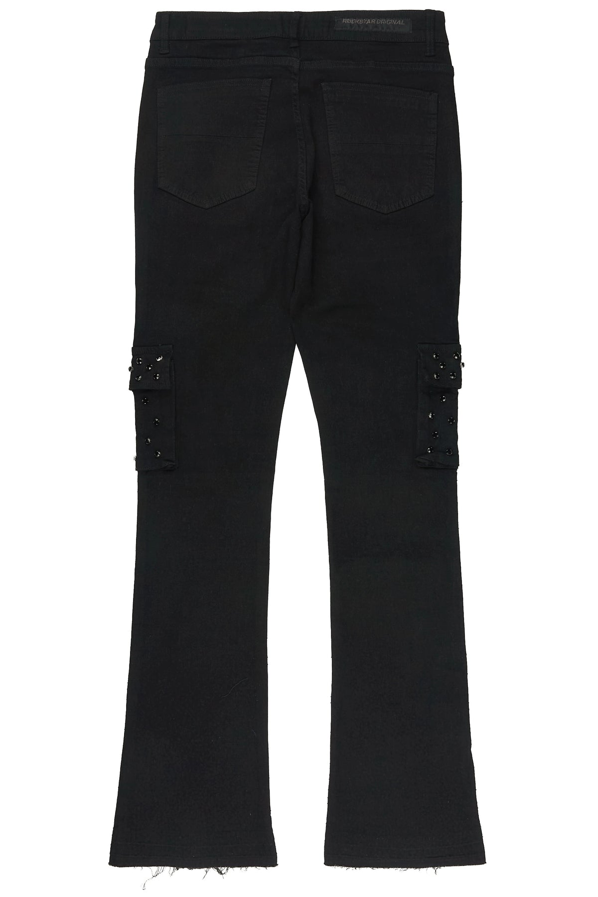 Arman Jet Black Rhinestone Stacked Fit Jean