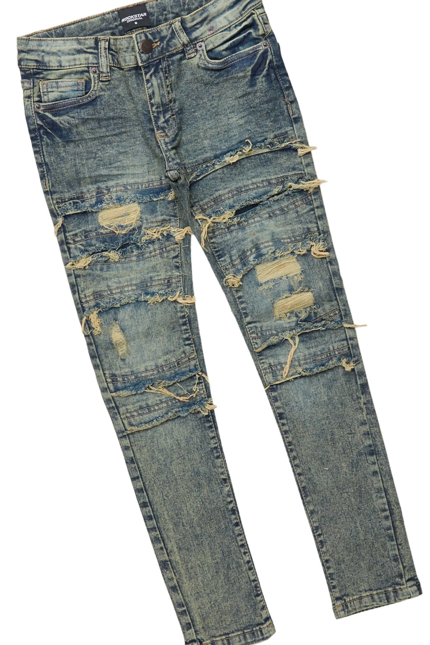 Boys Yates White/Light Blue T-ShirT/Frayed Jean Set