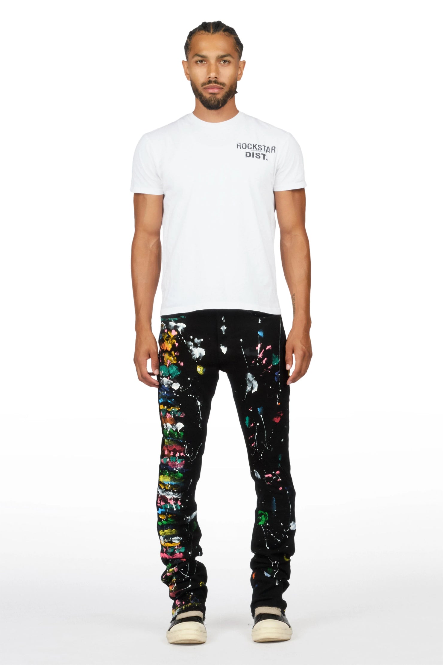 Antoni Black Painter Stacked Flare Jean