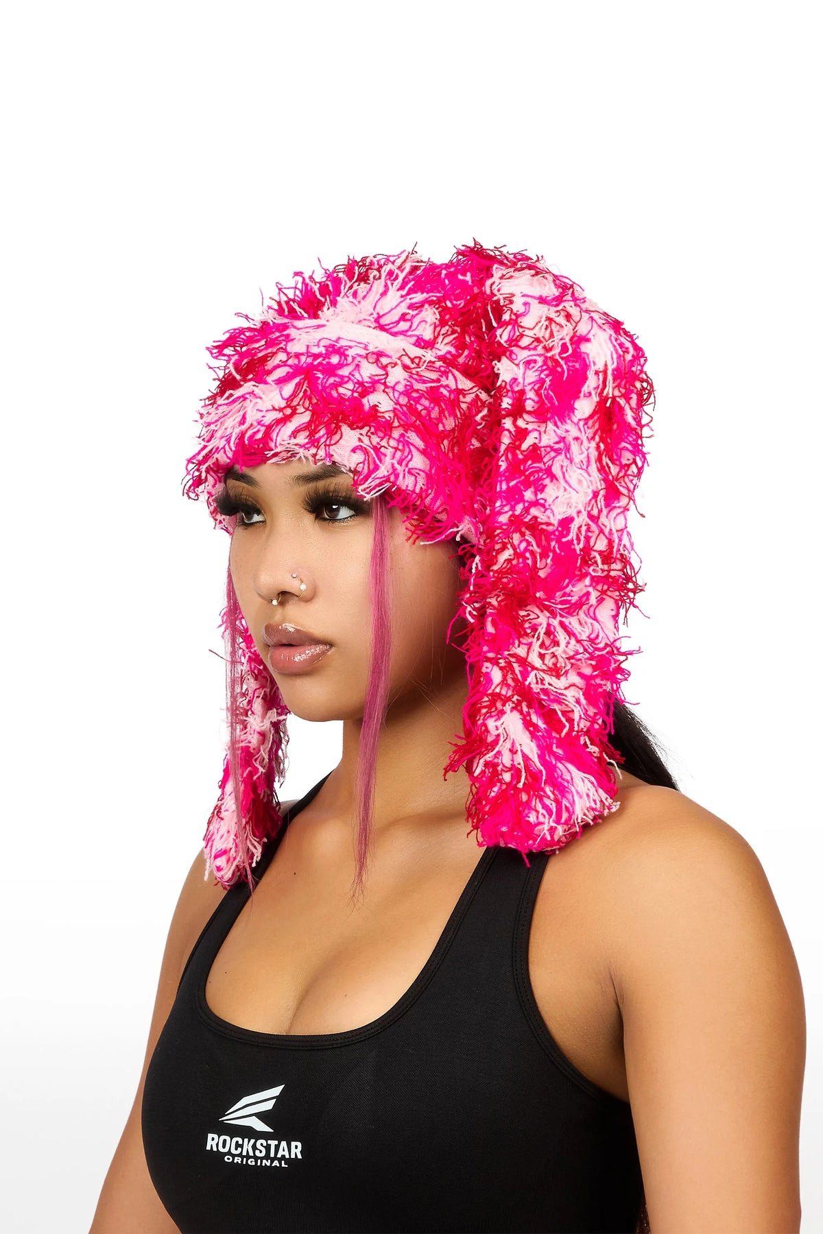 Joetta Pink Fuzzy Long Ear Flap Beanie