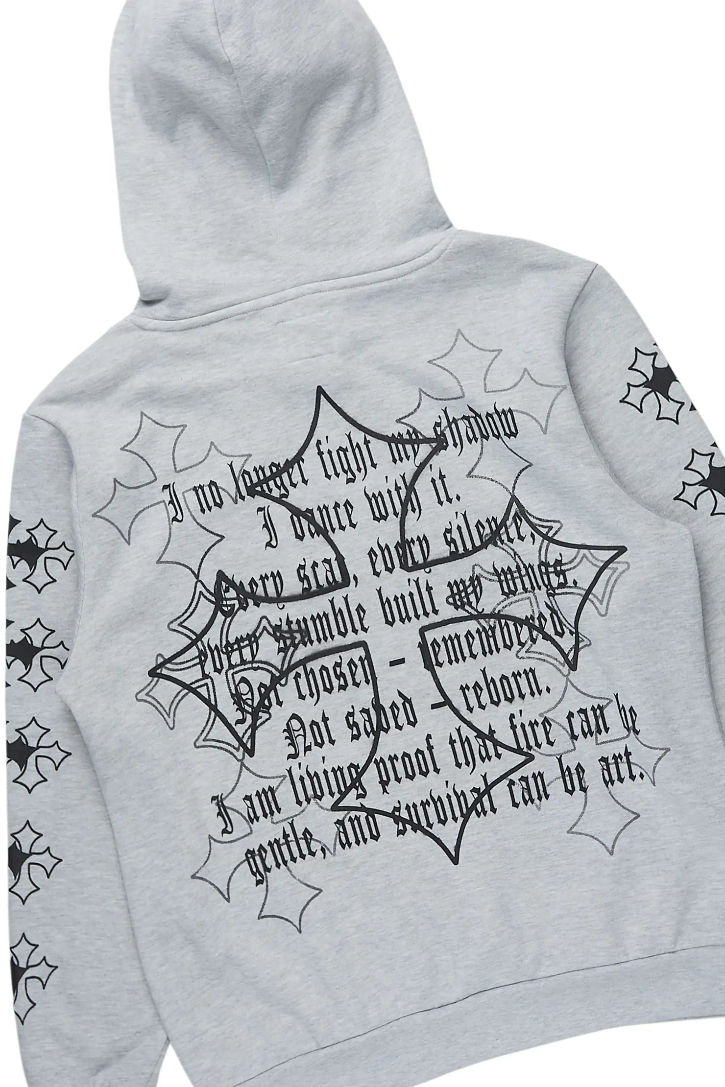 Zeiric Heather Grey/Black Hoodie/Stacked Flare Track Set