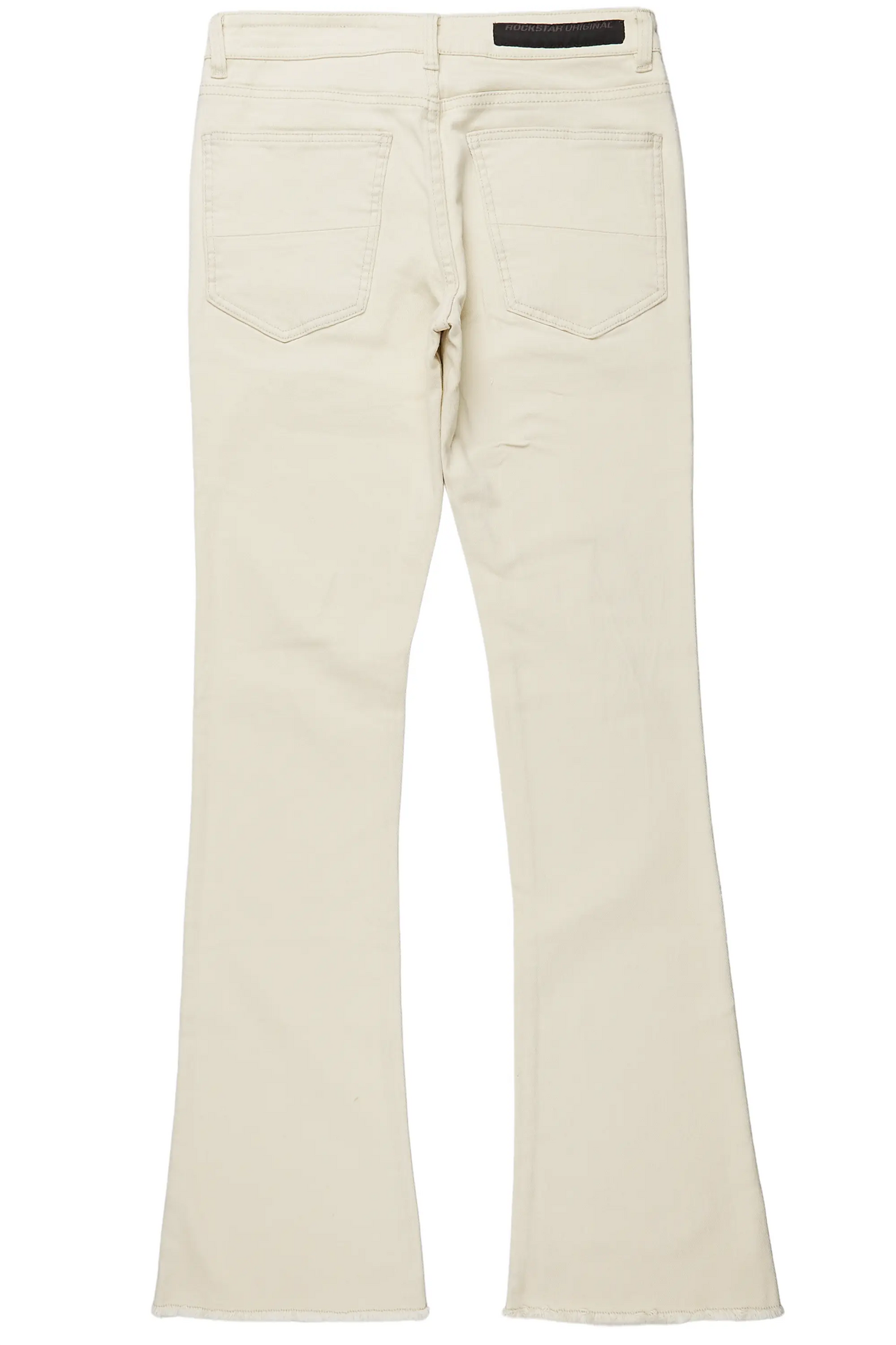 Rebel Beige Stacked Flare Jean