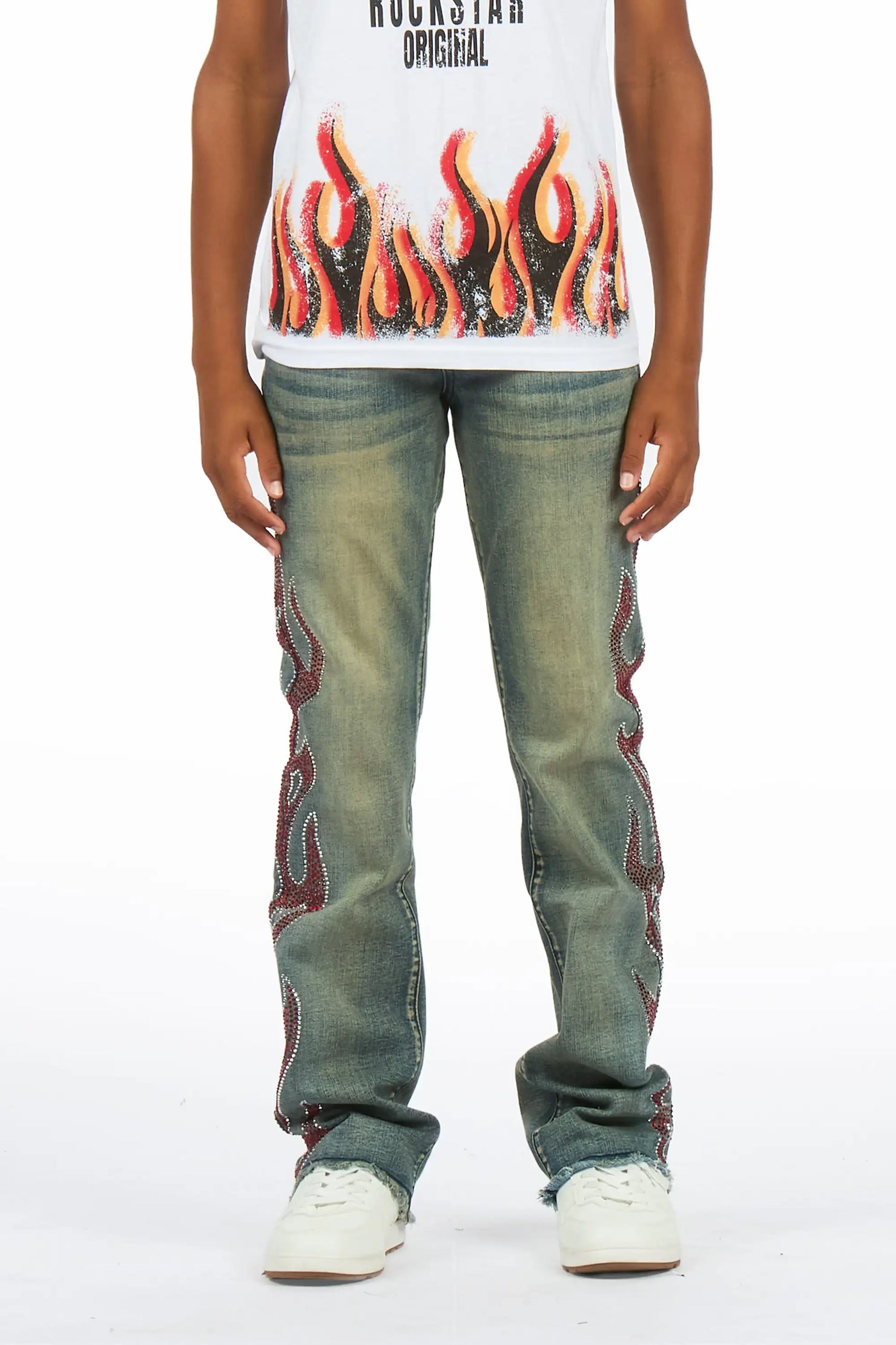 Boys Sword Vintage Blue Stacked Flare Jean