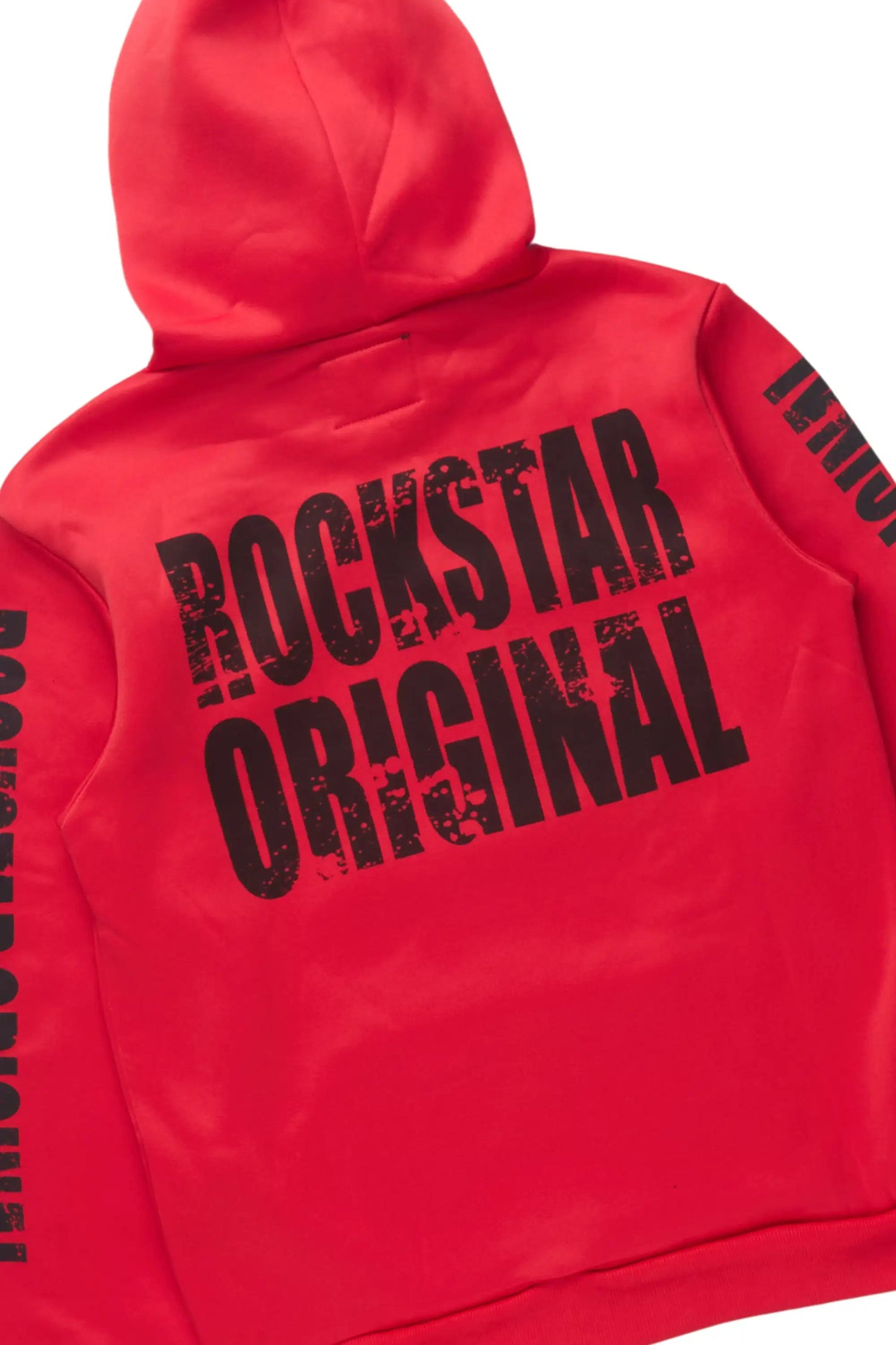 Boys Keve Red Hoodie Stacked Track Pant Set