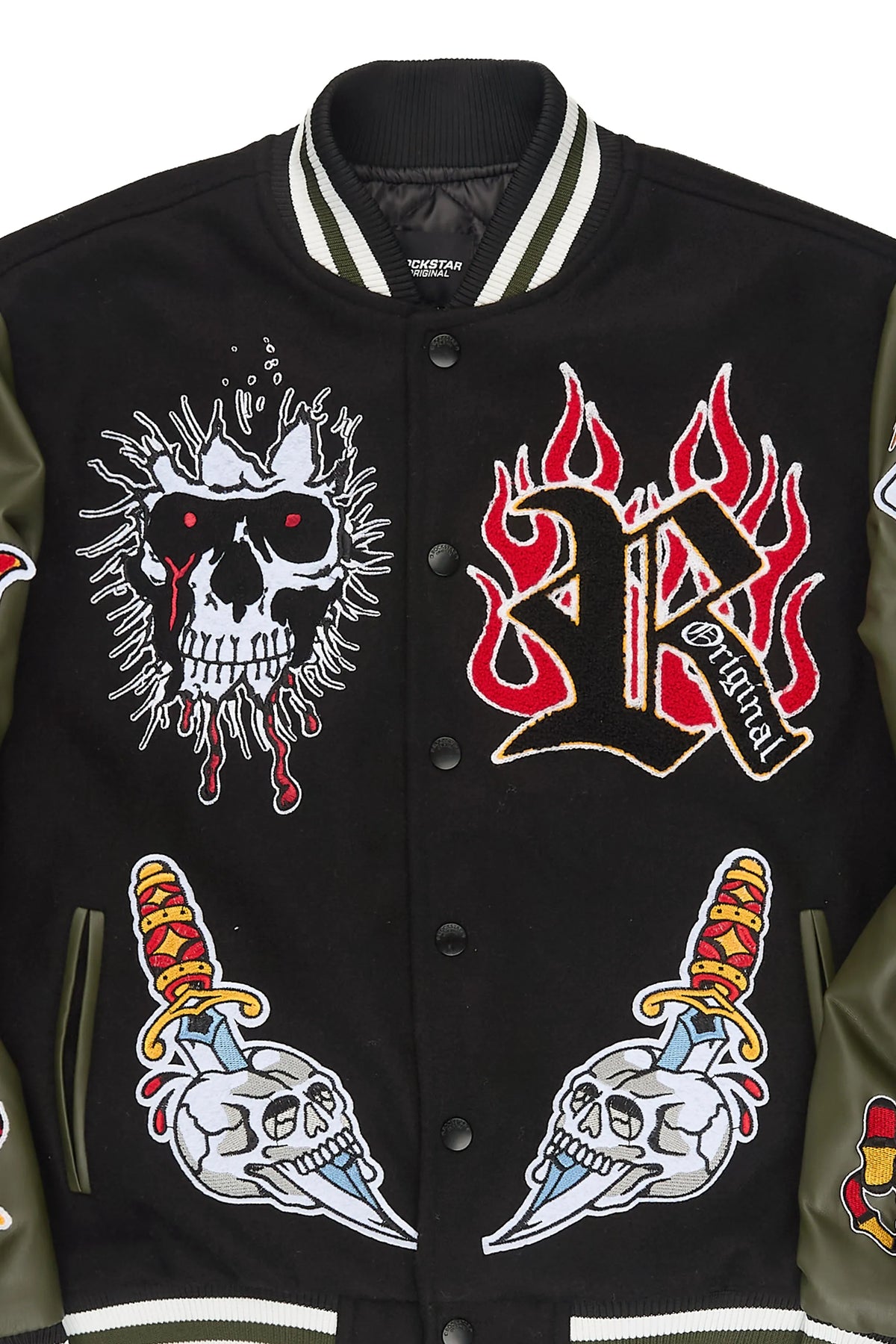 Clarke Black/Olive Varsity Jacket