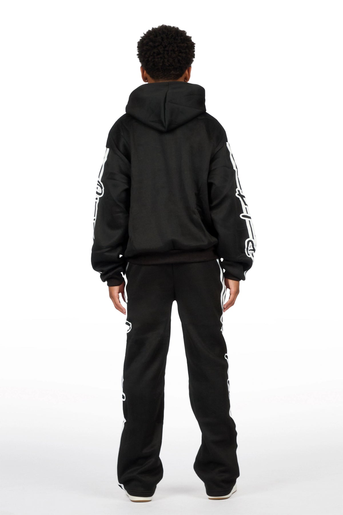 Boys Osso Black Hoodie Stacked Track Set