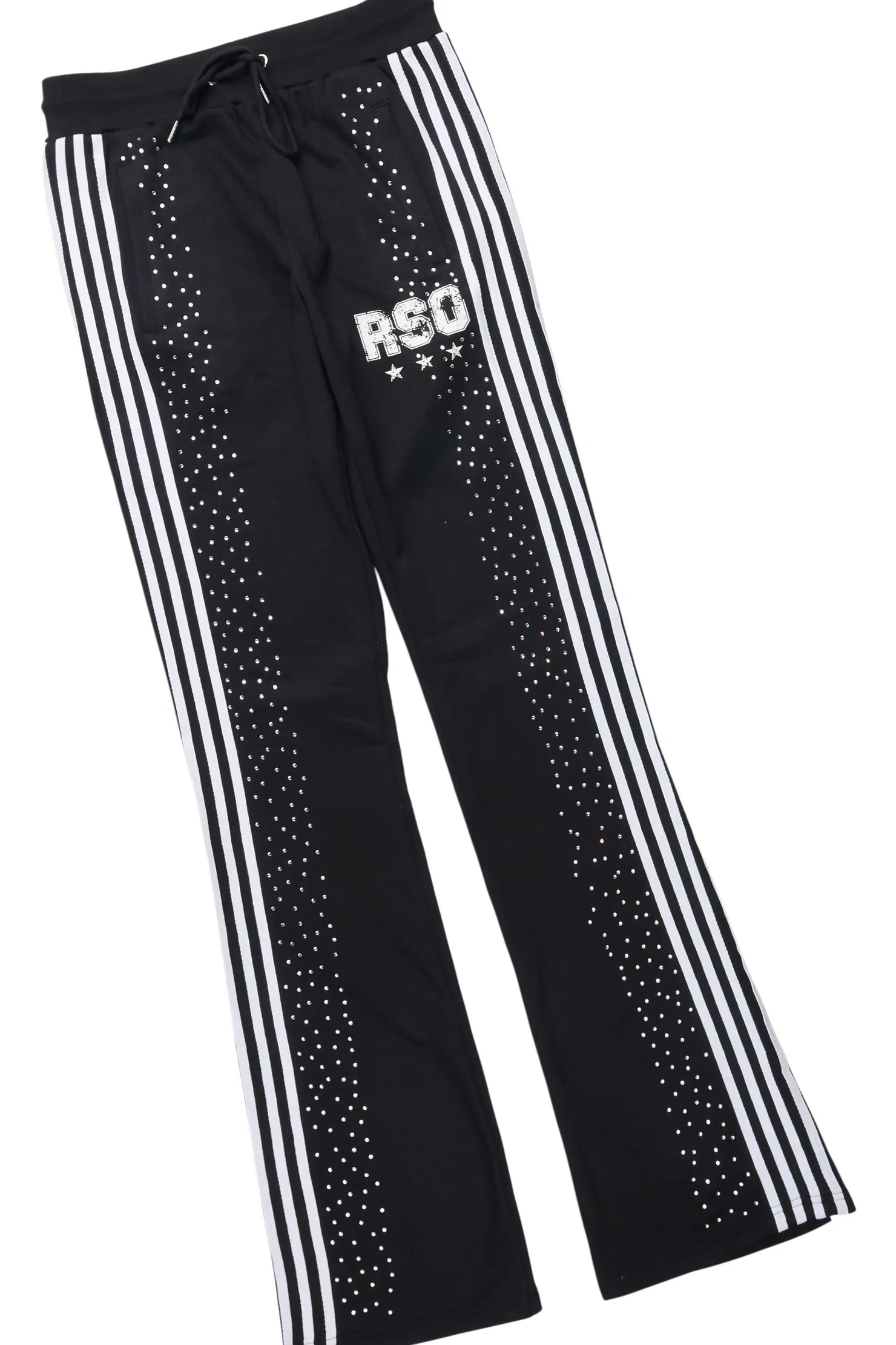 Tylla Black Rhinestone Hoodie/Baggy Pant Track Set