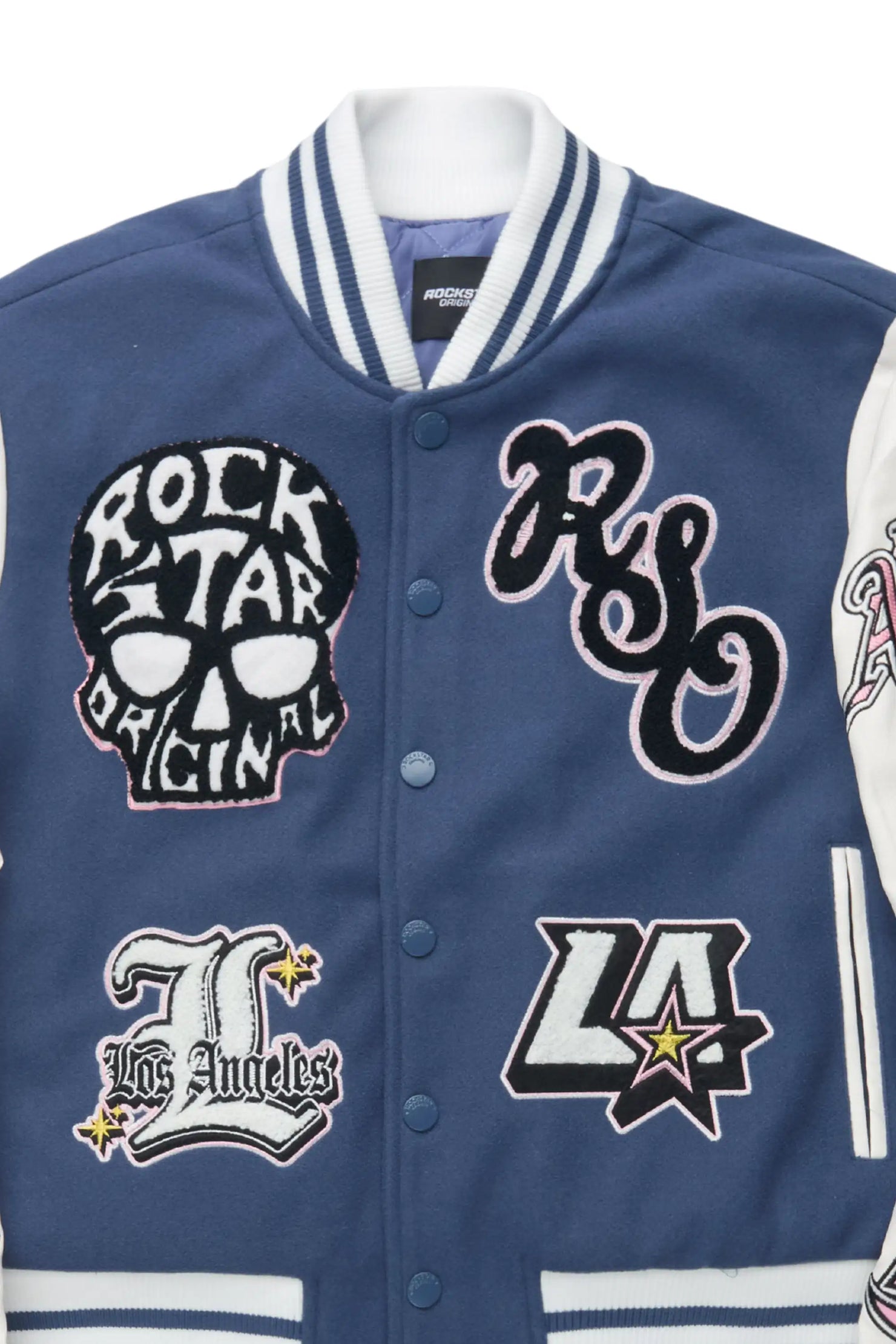 Jermika Navy Oversized Varsity Jacket