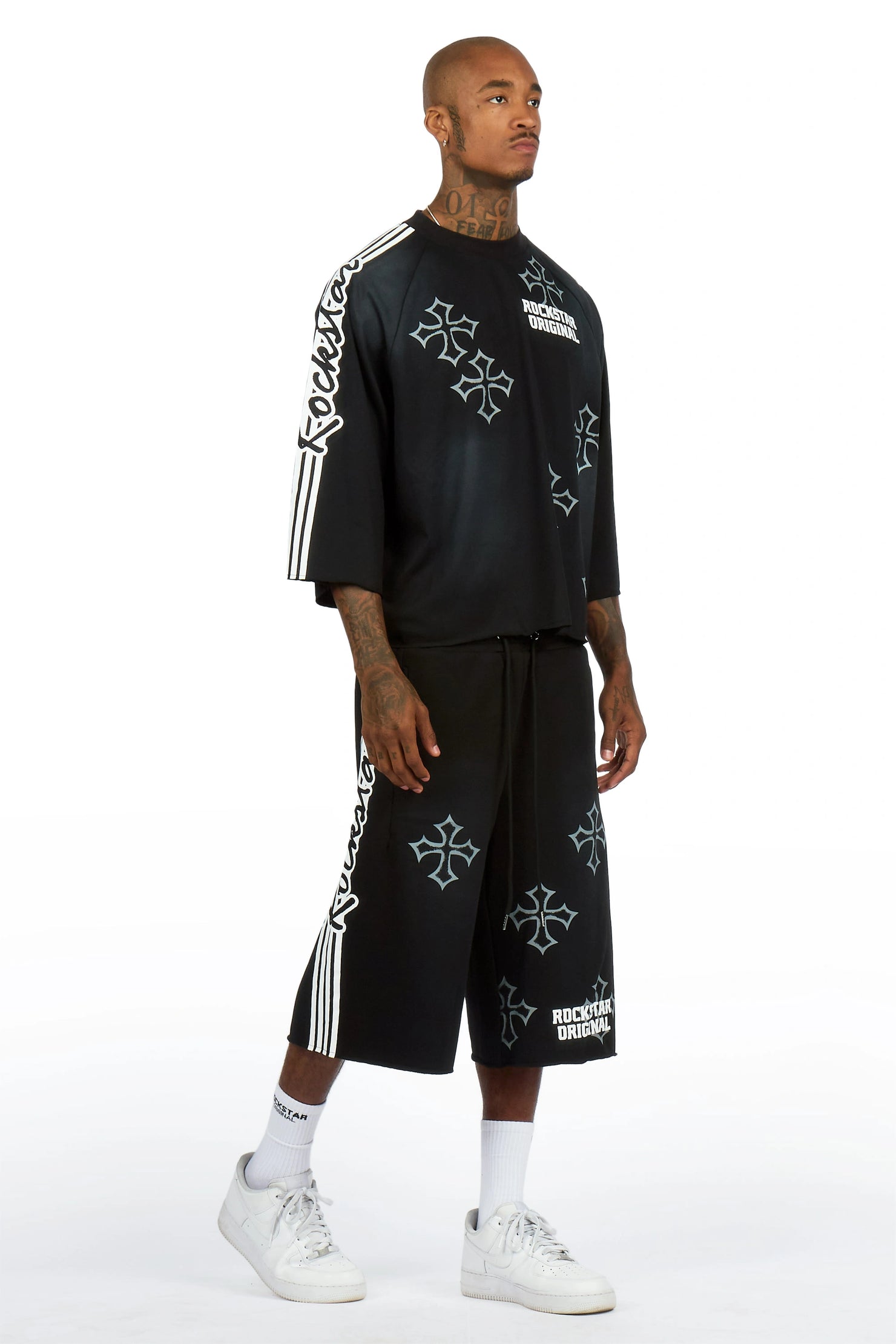 Osso Black 3/4 Sleeve T-Shirt Double Waisted Jort Set