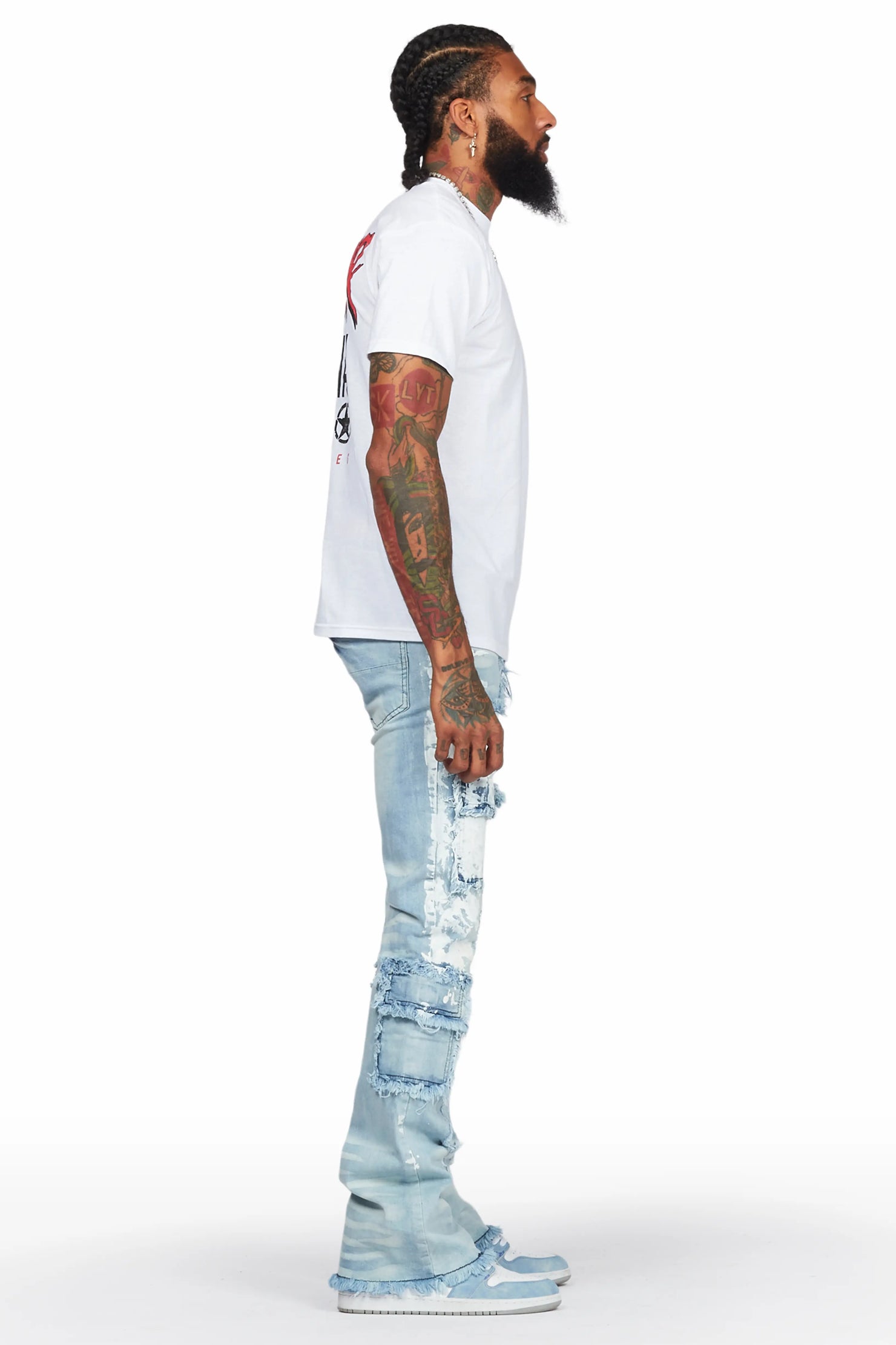 Velan Blue Painter Stacked Flare Jean