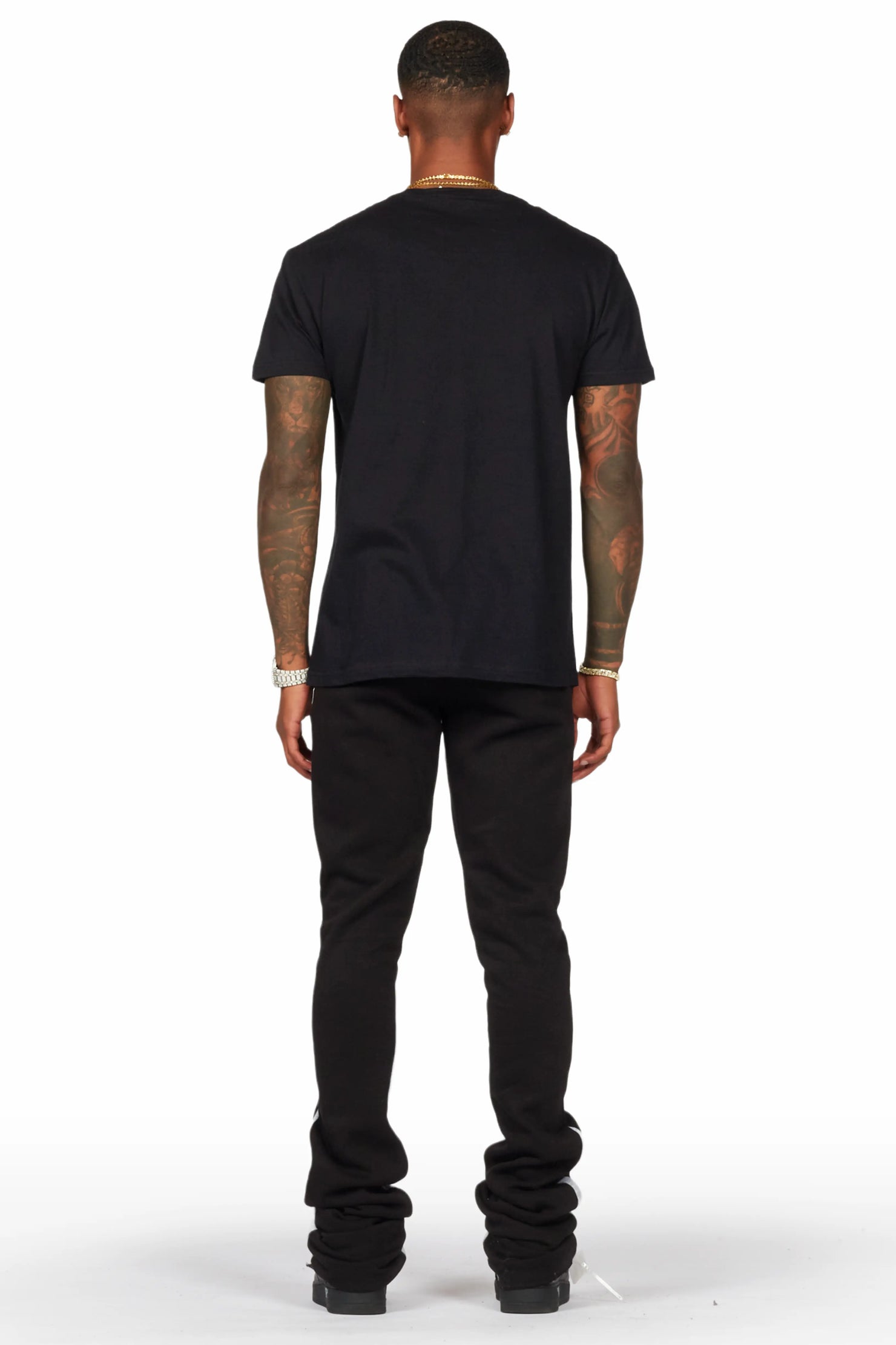 Scottie Black T-Shirt/Super Stacked Flare Track Pant Set
