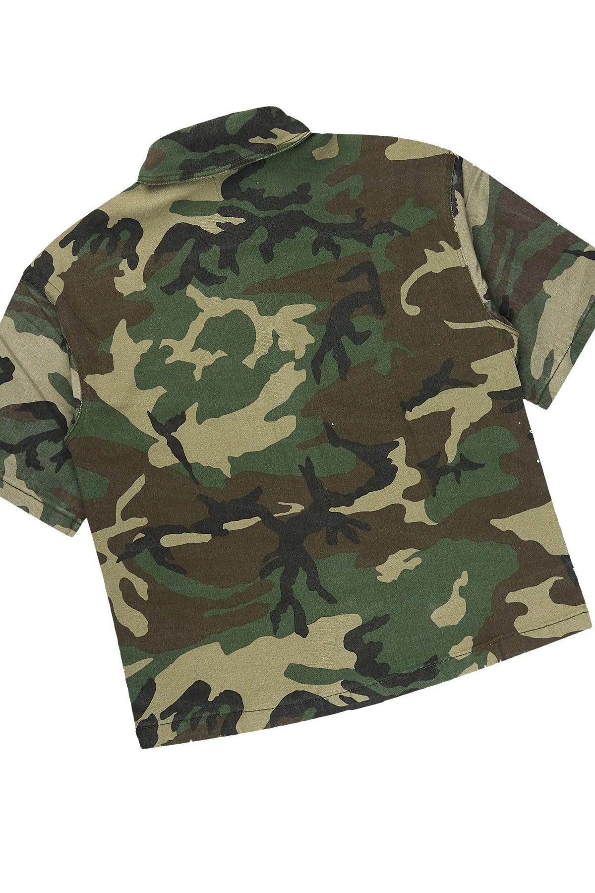 Clemente Camo Rhinestone Button Down Shirt Jort Set