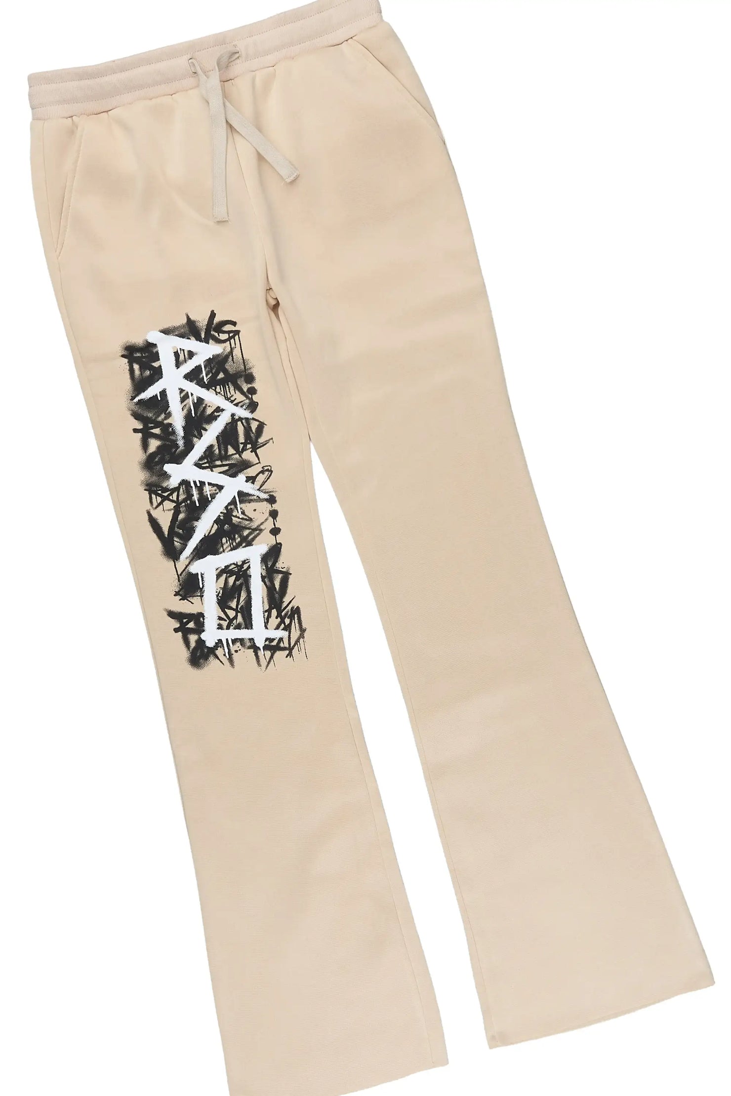 Girls Bynesha White/Beige T-Shirt Pant Set