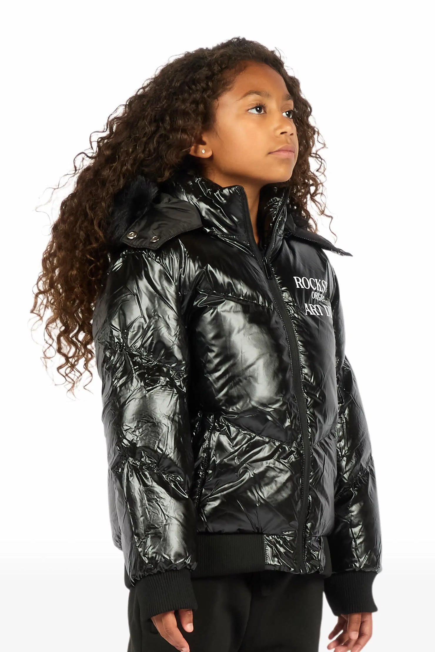 Girls Destina Black Puffer Jacket