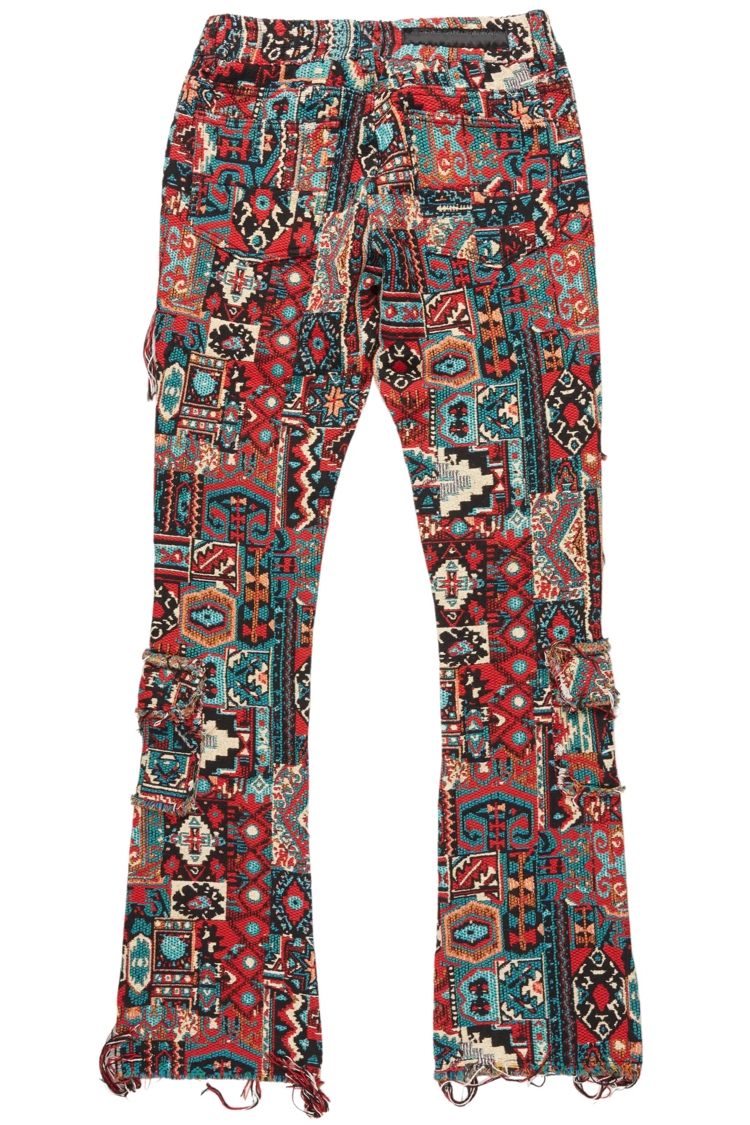 Tayami Tapestry Aqua Cargo Stacked Flare Jean