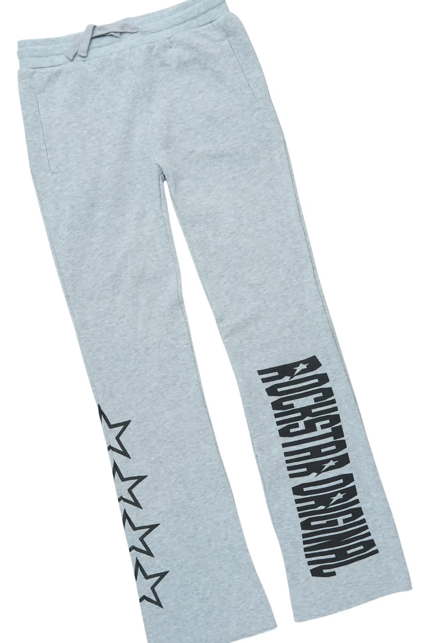 Boys Skender Grey/Black Hoodie/Stacked Flare Track Set
