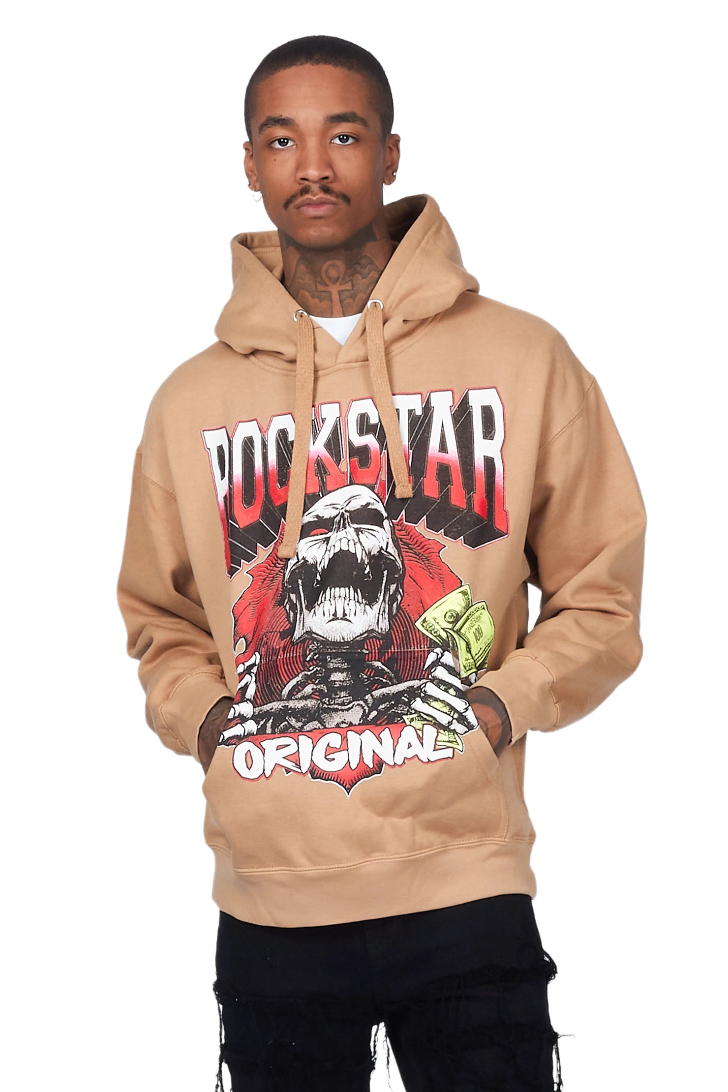 Zytron Beige Graphic Hoodie