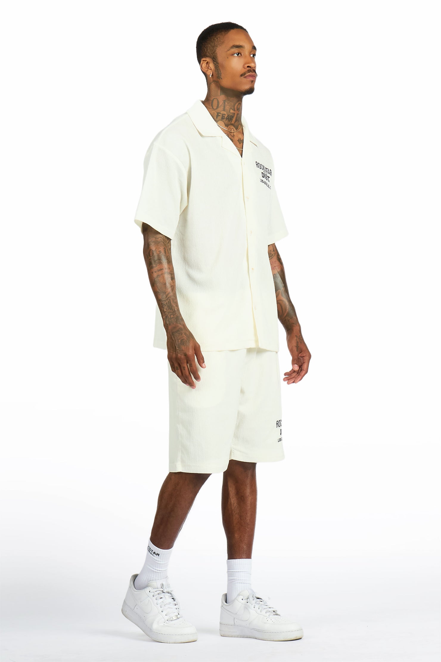 Kason Cream Button Down Shirt/Short Set