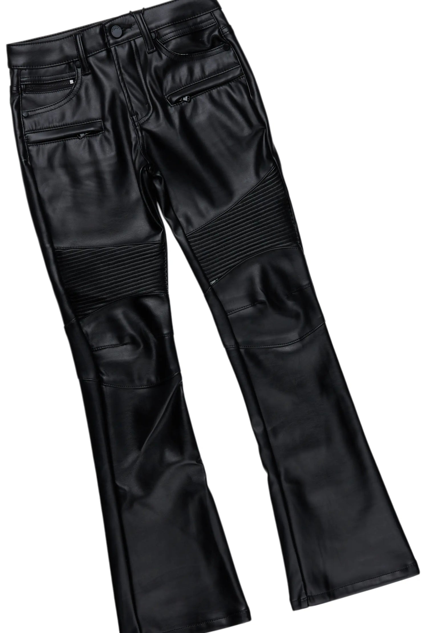 Boys Damek Purple Hoodie/Stacked Flare PU Jean Set