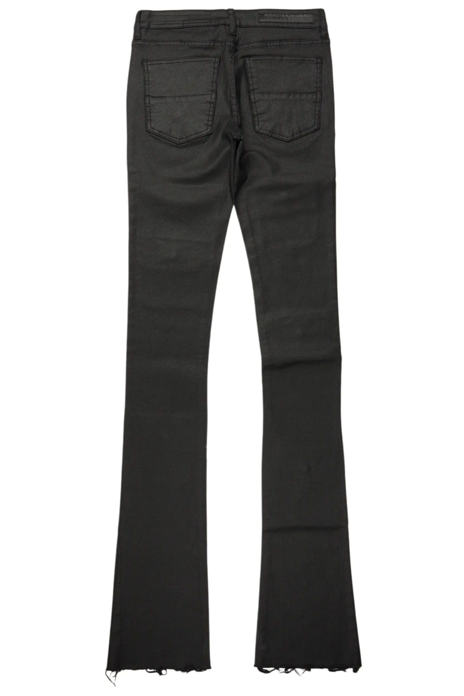 Petrus Black Coated Super Stacked Flare Jean