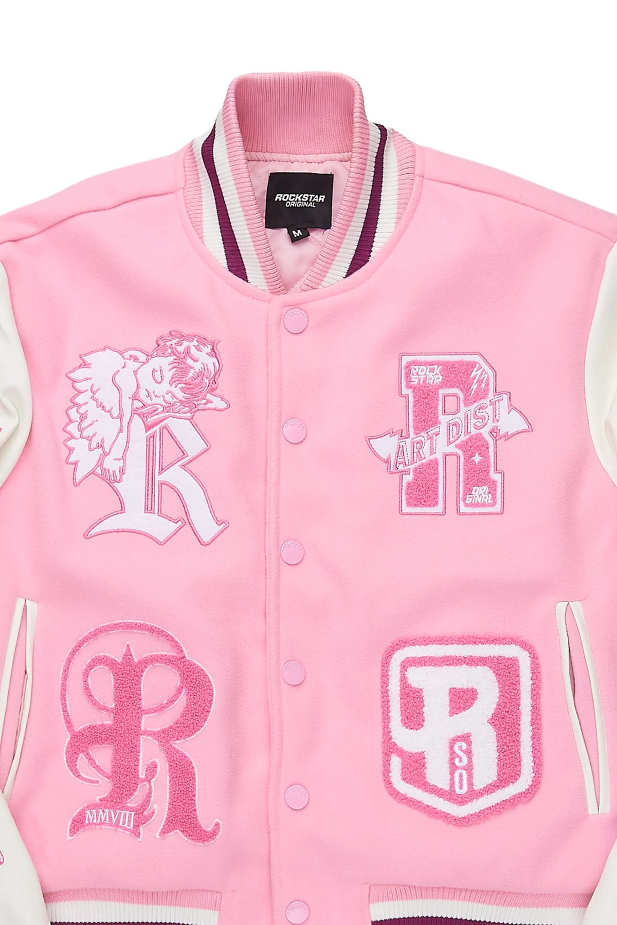 Shamarria Pink/White Oversized Varsity Jacket