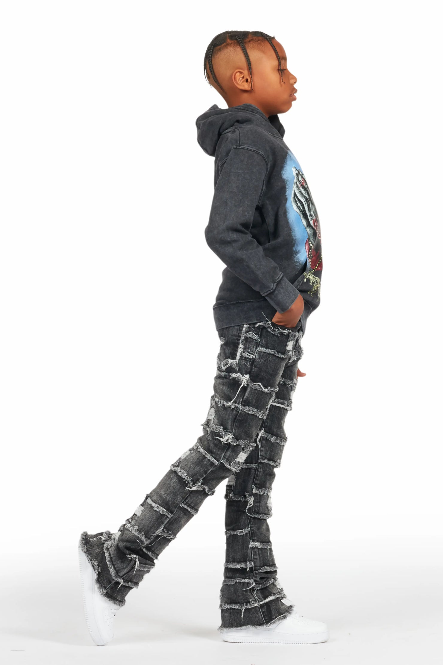 Boys Sten Black Stacked Flare Jean
