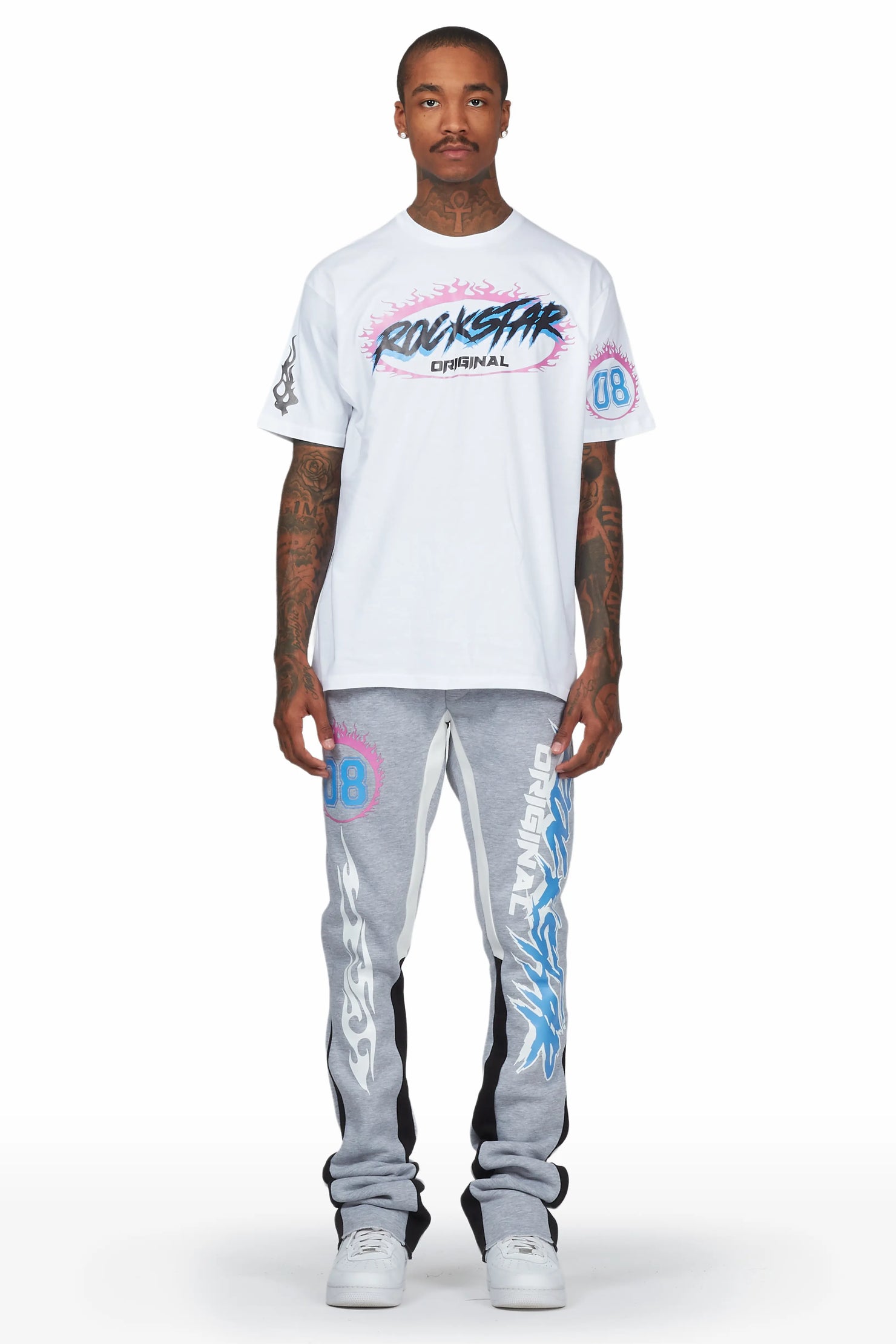Draven White/Grey T-Shirt Stacked Flare Trackset