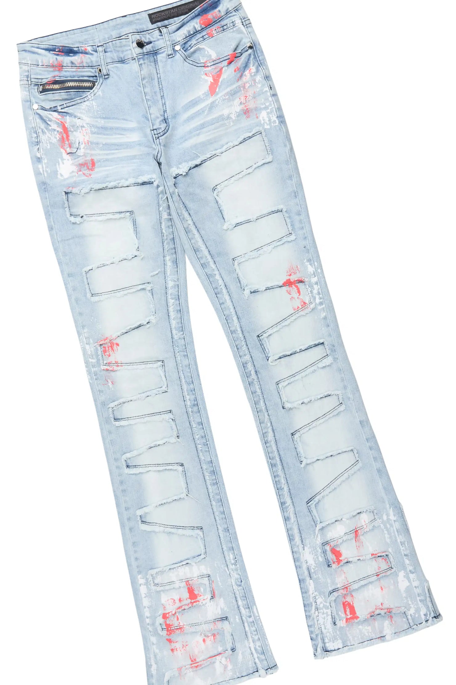 Saxon Red/Blue Hoodie/Stacked Flare Jean Set