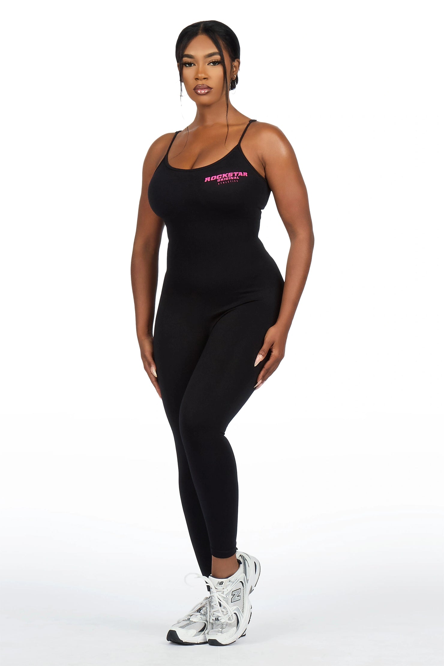 Lashona Black Active Tank Jumpsuit