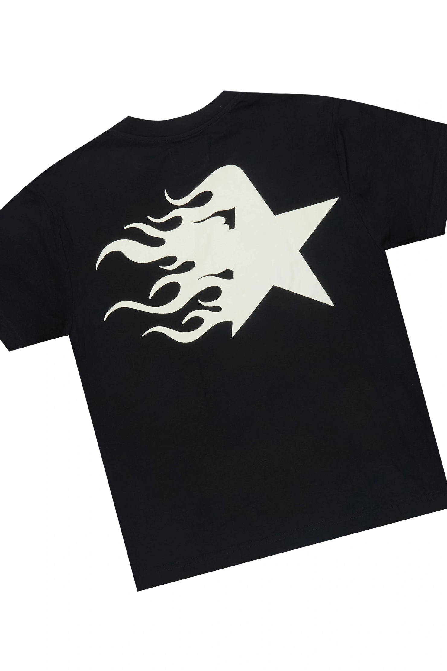 Boys Plutix Black/Cream Graphic T-Shirt/Short Set