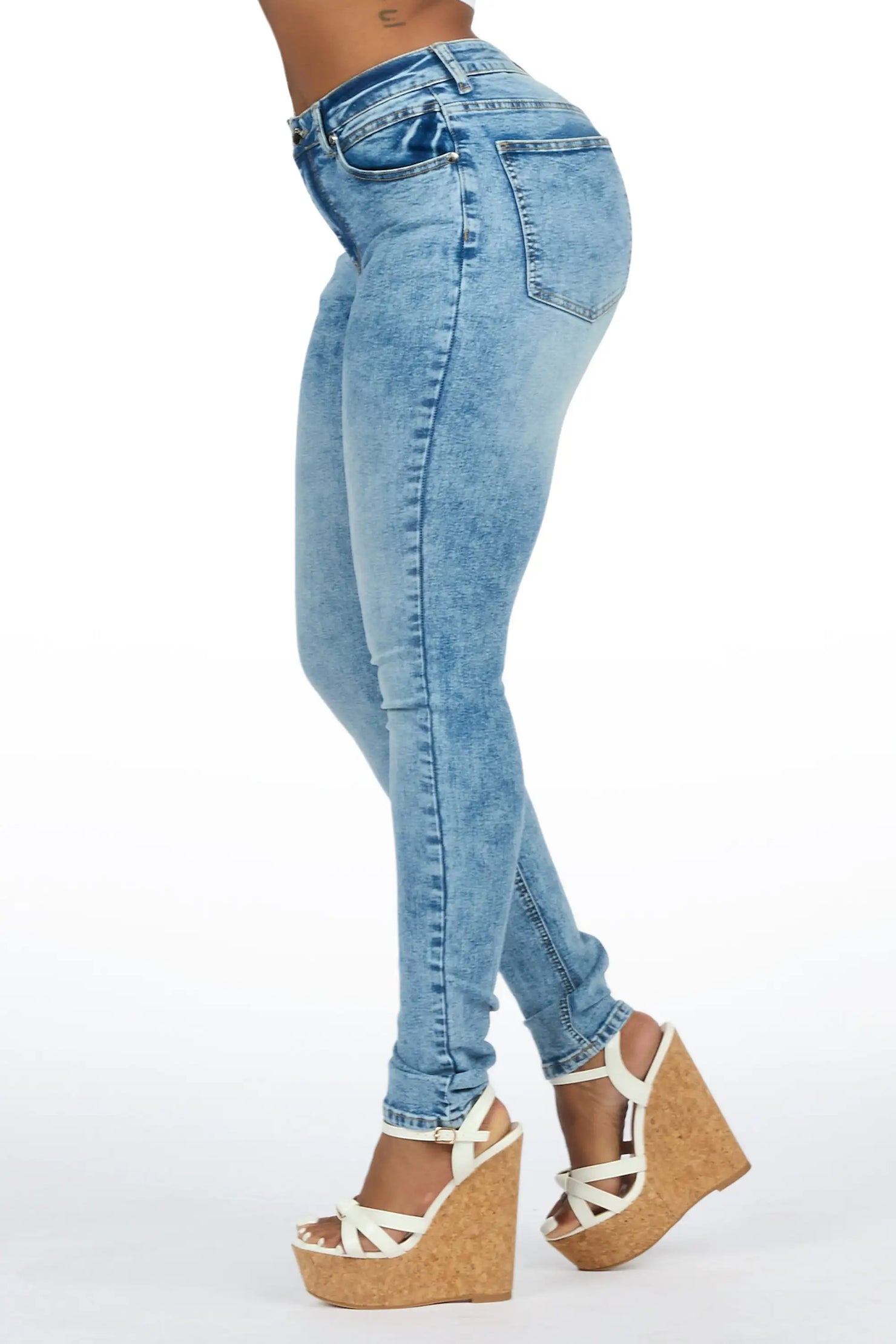 Keshona Light Wash High Rise Stretch Skinny Jean