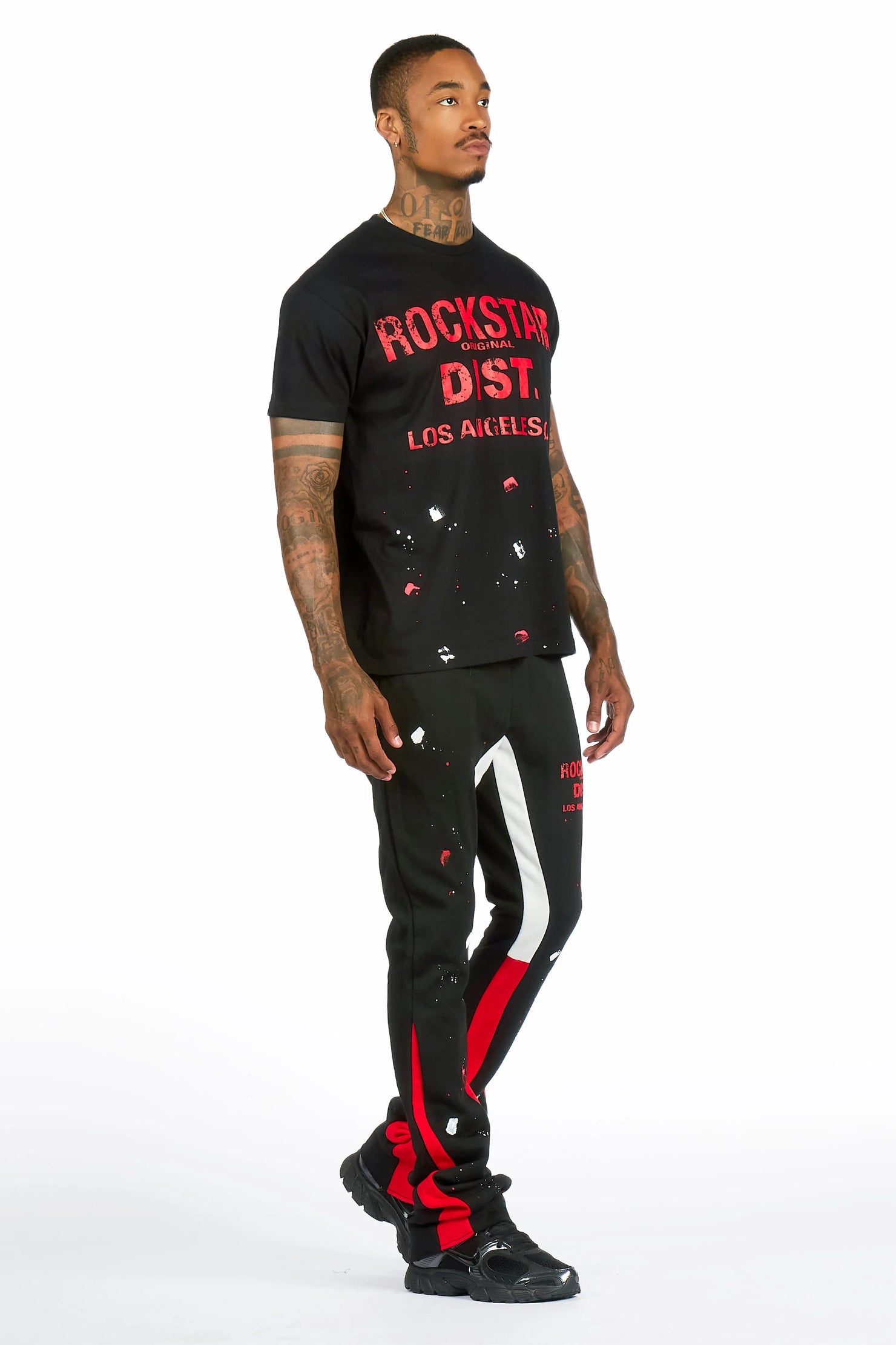 Scottie Black/Black T-Shirt/Stacked Flare Track Pant Set