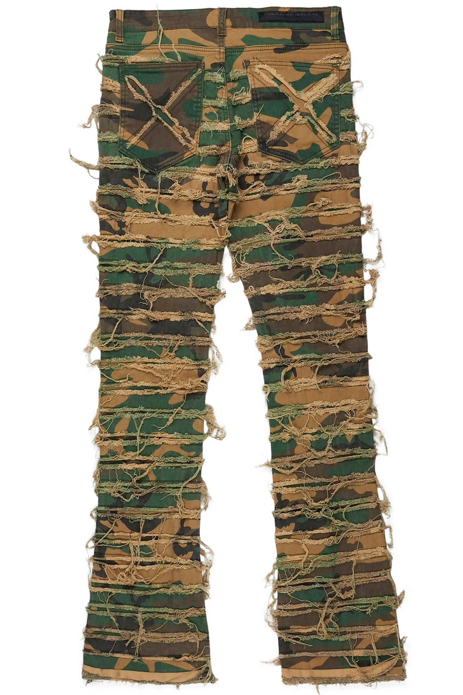 Xuan Faded Camo Painter Stacked Flare Jean