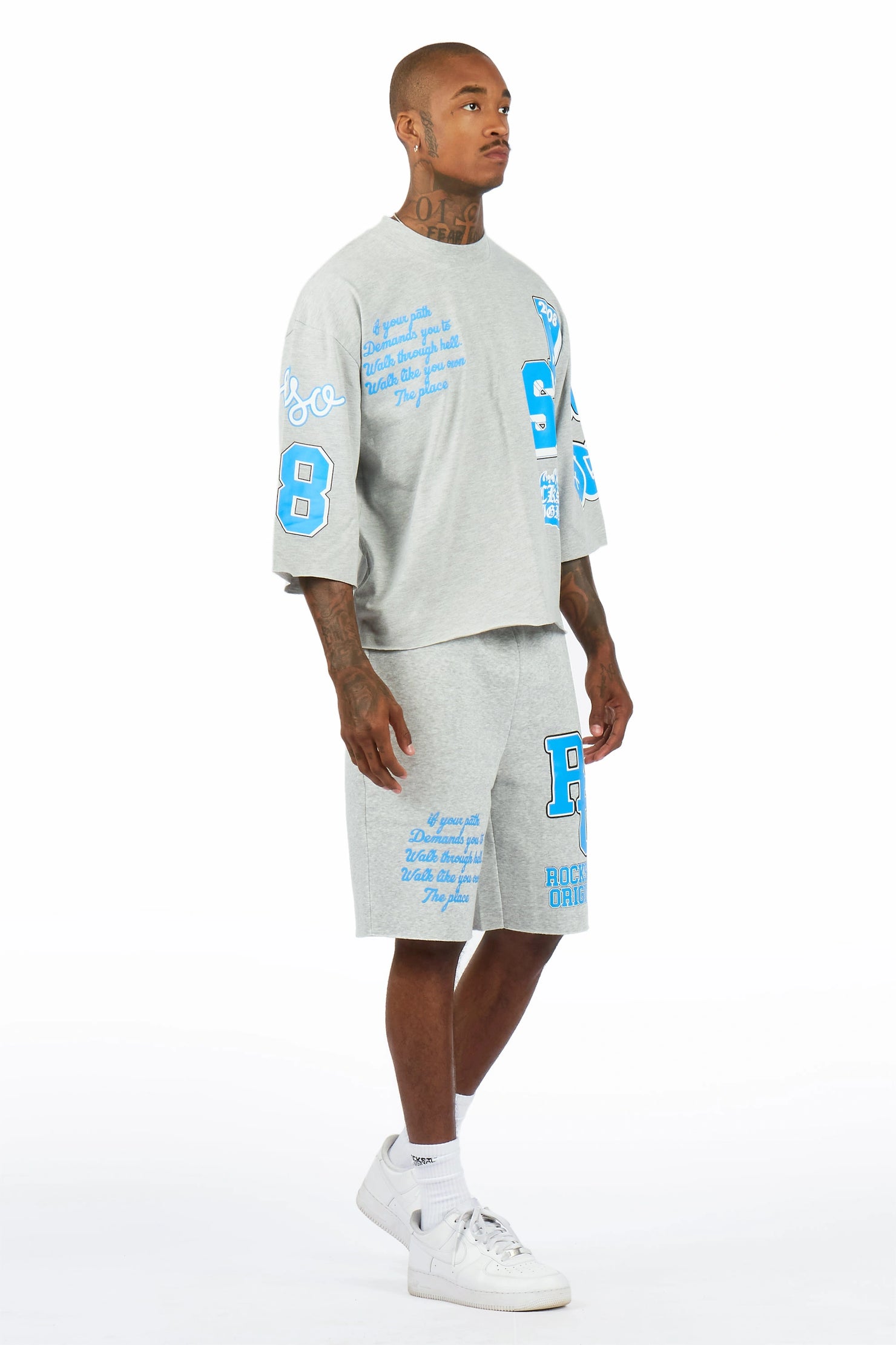 Leslaw Heather Grey T-Shirt/Short Set