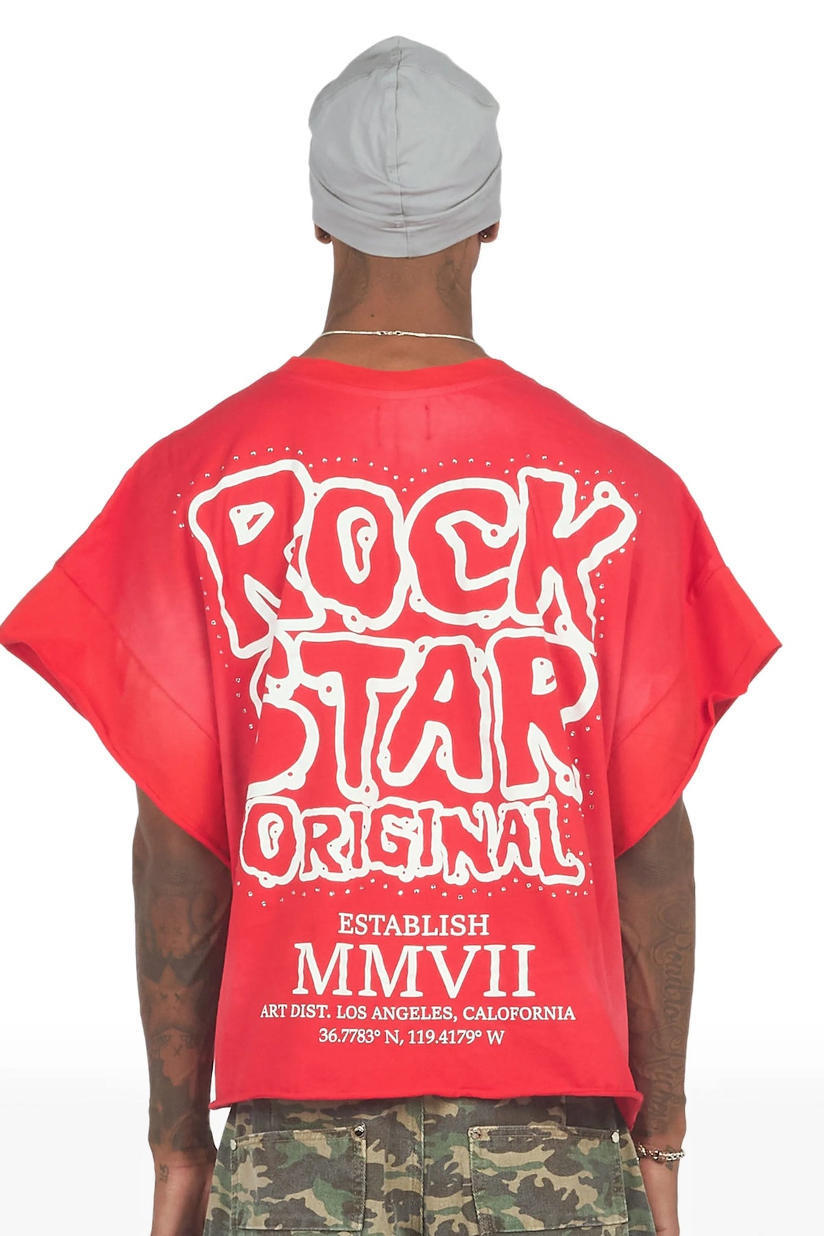 Marc Red Cut Sleeve Tee